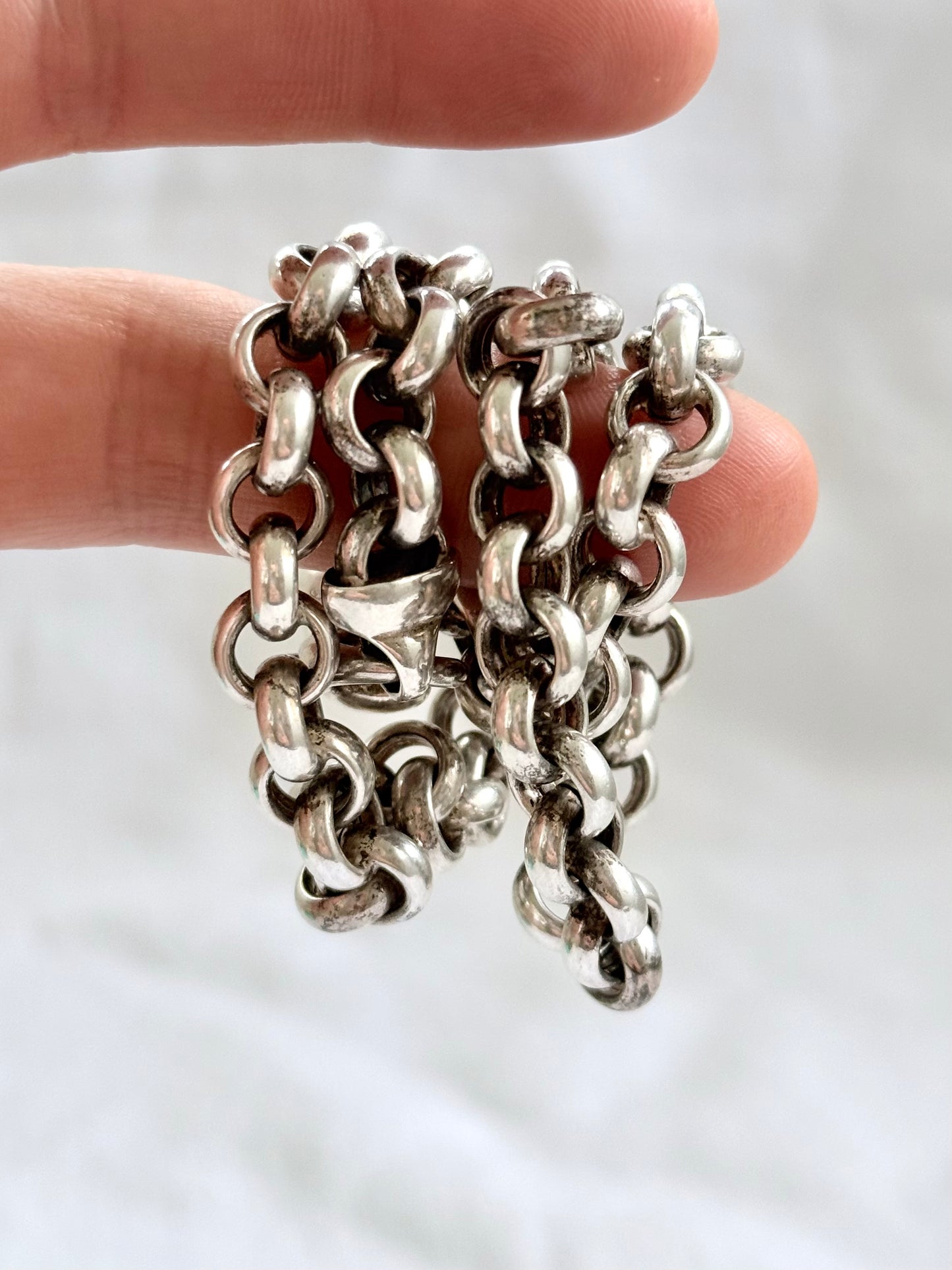 .925 classic modernist silver set chunky sterling silver oversized Rolo link modern lobster clasp modern silver chain necklace