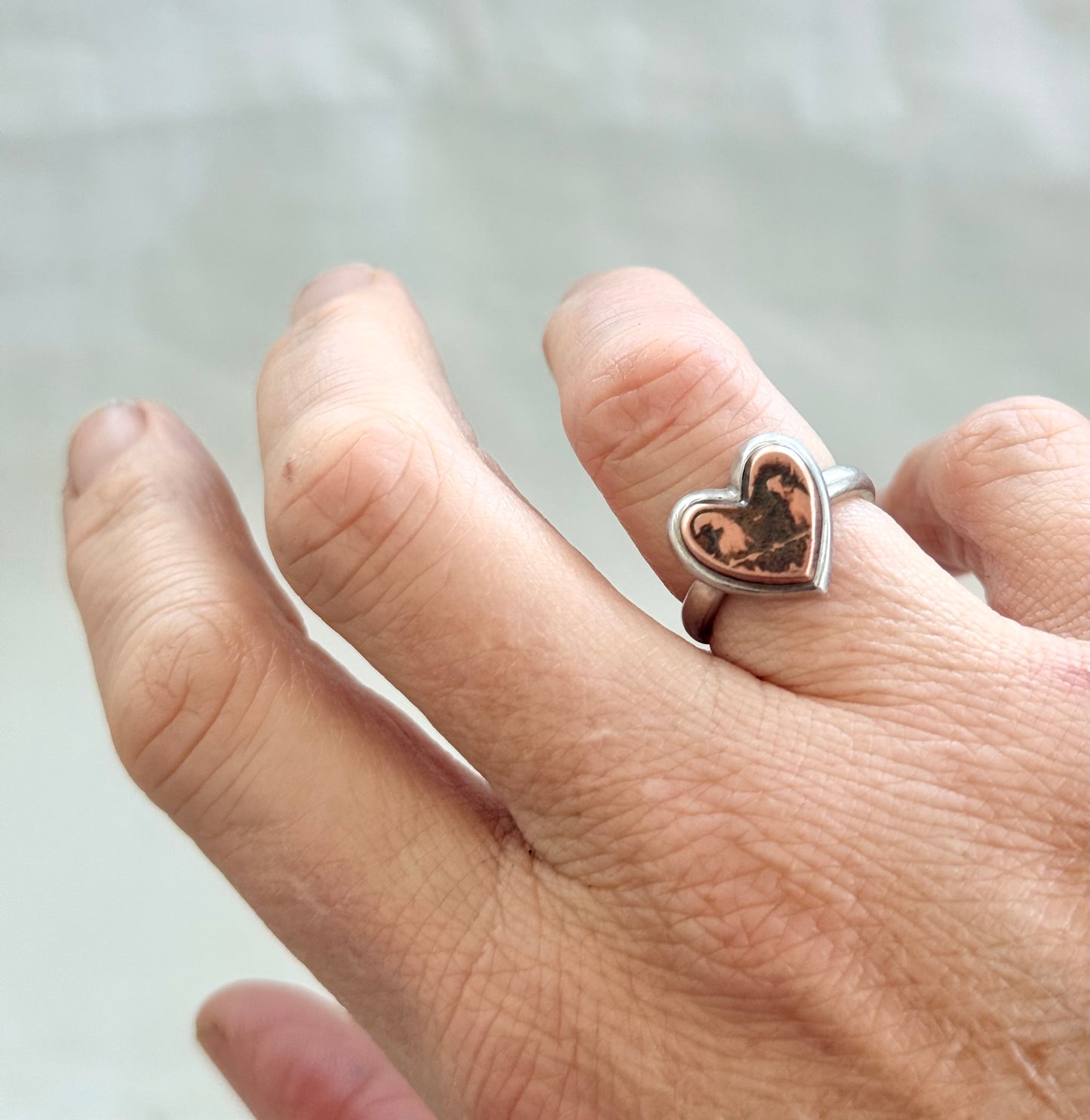 .925 .1970s .1980s South African artisan made historical heart 1cent coin signet ring