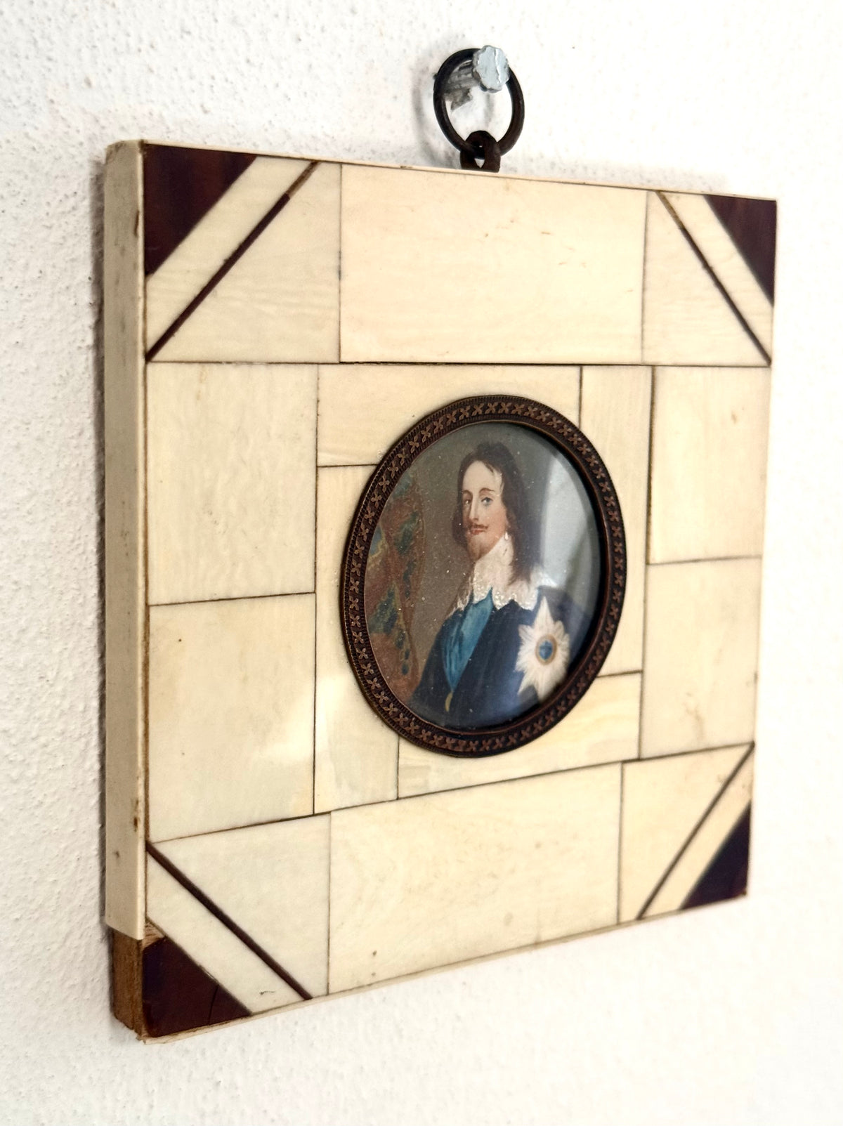 .1600s .1700s .1800s Baroque revival hand painted exceptional art framed PORTRAIT MINIATURE of King Charles I (1600 - 1649)
