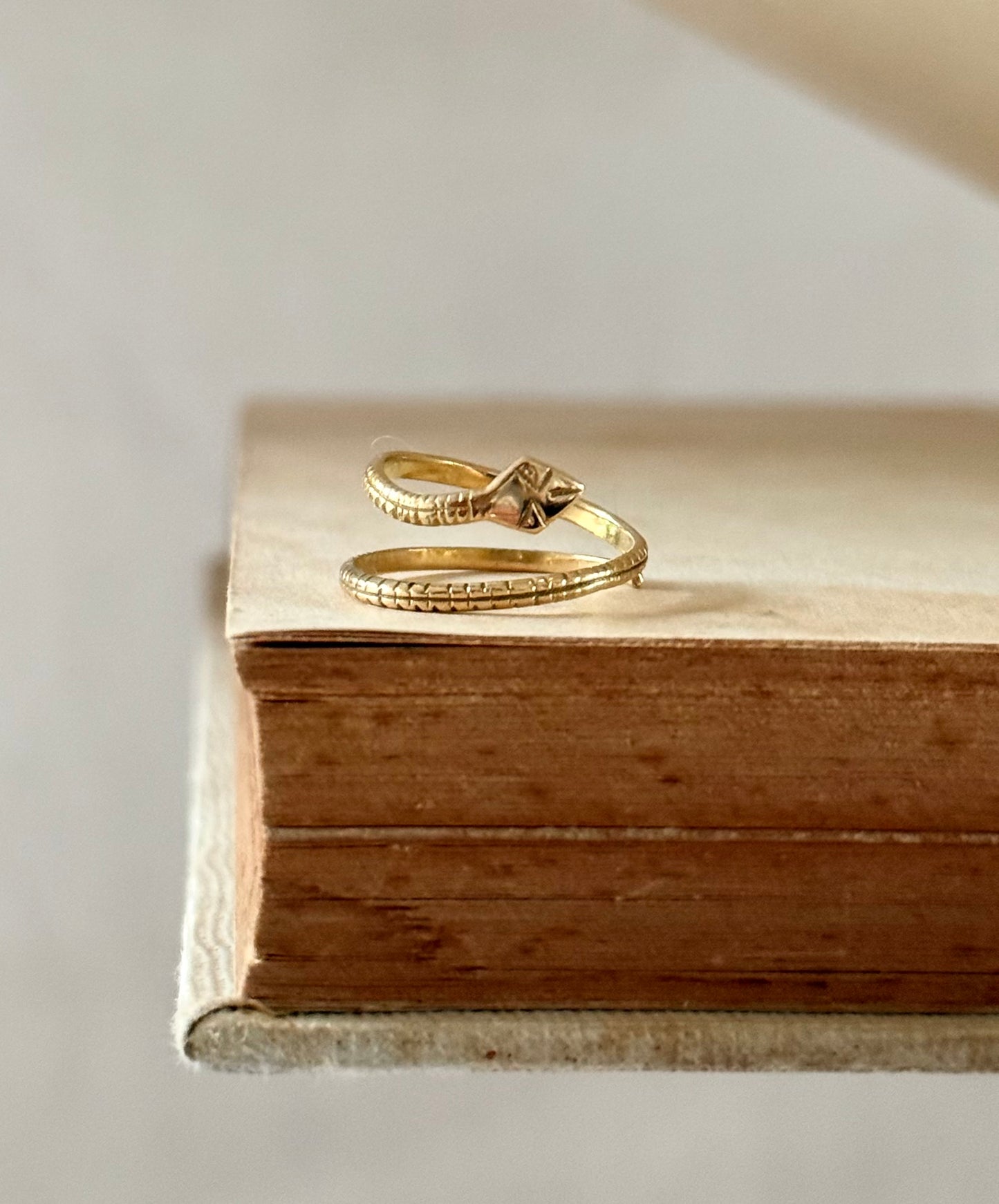 .1910s .1920s .20ct .833ct Arts & Crafts hand made high carat gold coiled serpent snake ring