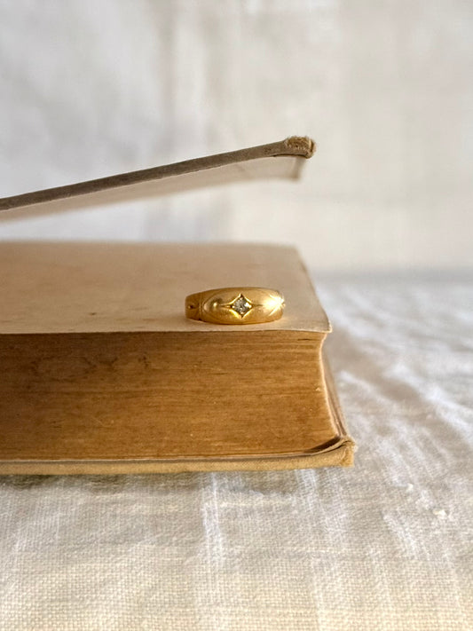 .1892 .18ct .1 diamond Chester circa 1892 fancy star starburst diamond gypsy band high carat gold engagement wedding commitment ring