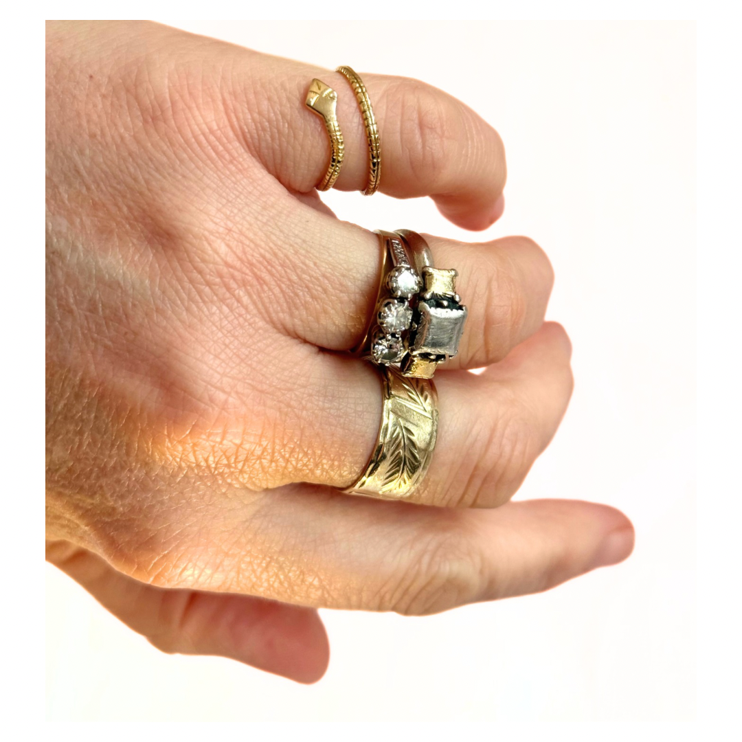 .1910s .1920s .20ct .833ct Arts & Crafts hand made high carat gold coiled serpent snake ring