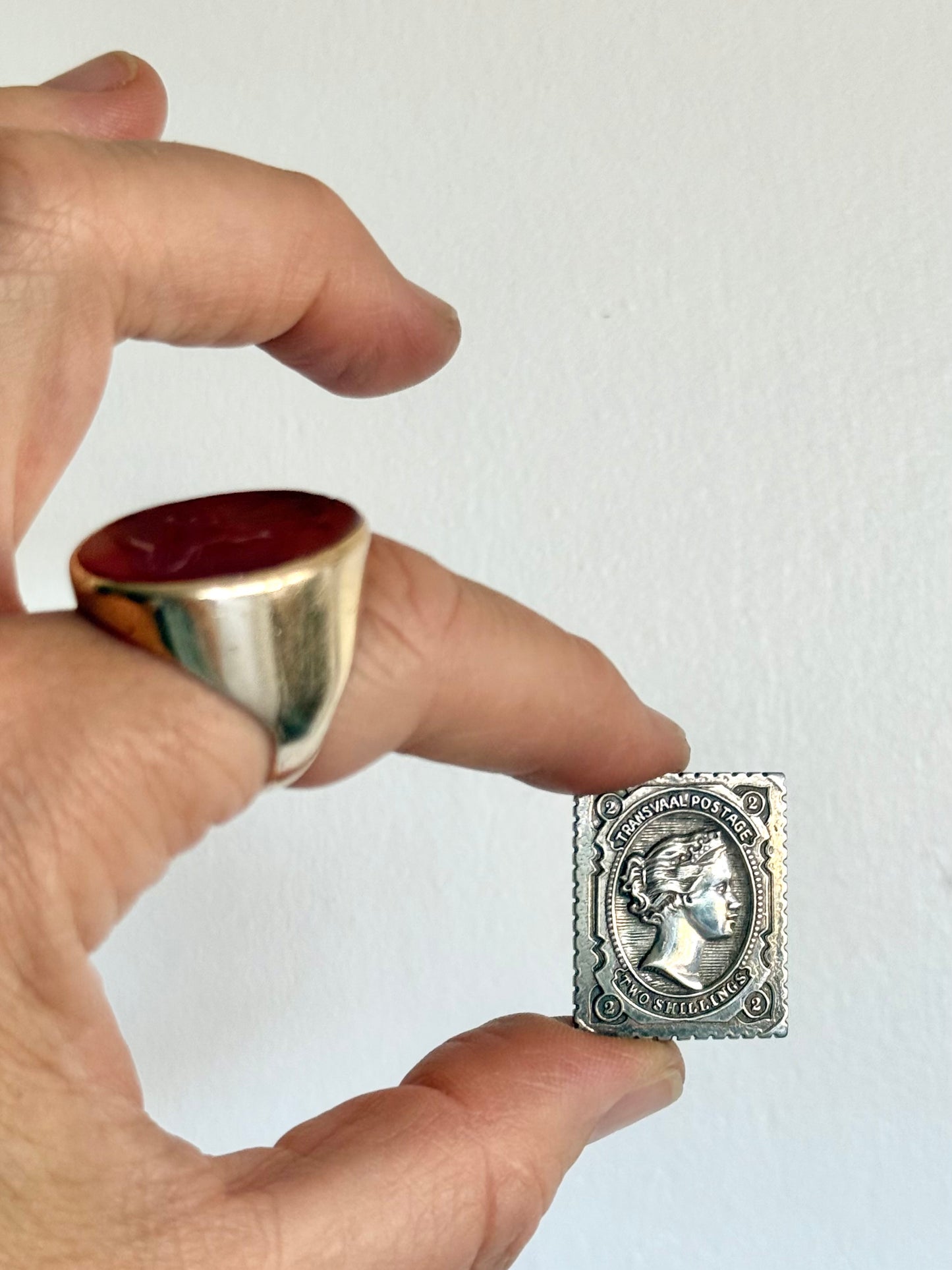 .1878 .925 2 shillings silver postage stamp British Transvaal Victoria circa 1878 rare postage stamp silver ingot brooch