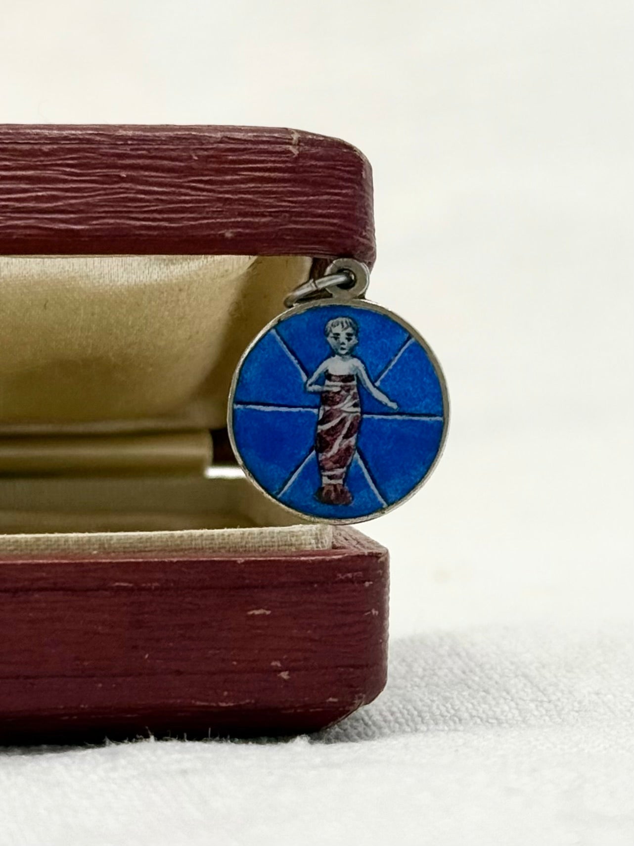 .1890s .1900s .800 antique rare French enamel devotional medal pendant the Child baby Jesus Edwardian era solid silver charm pendant