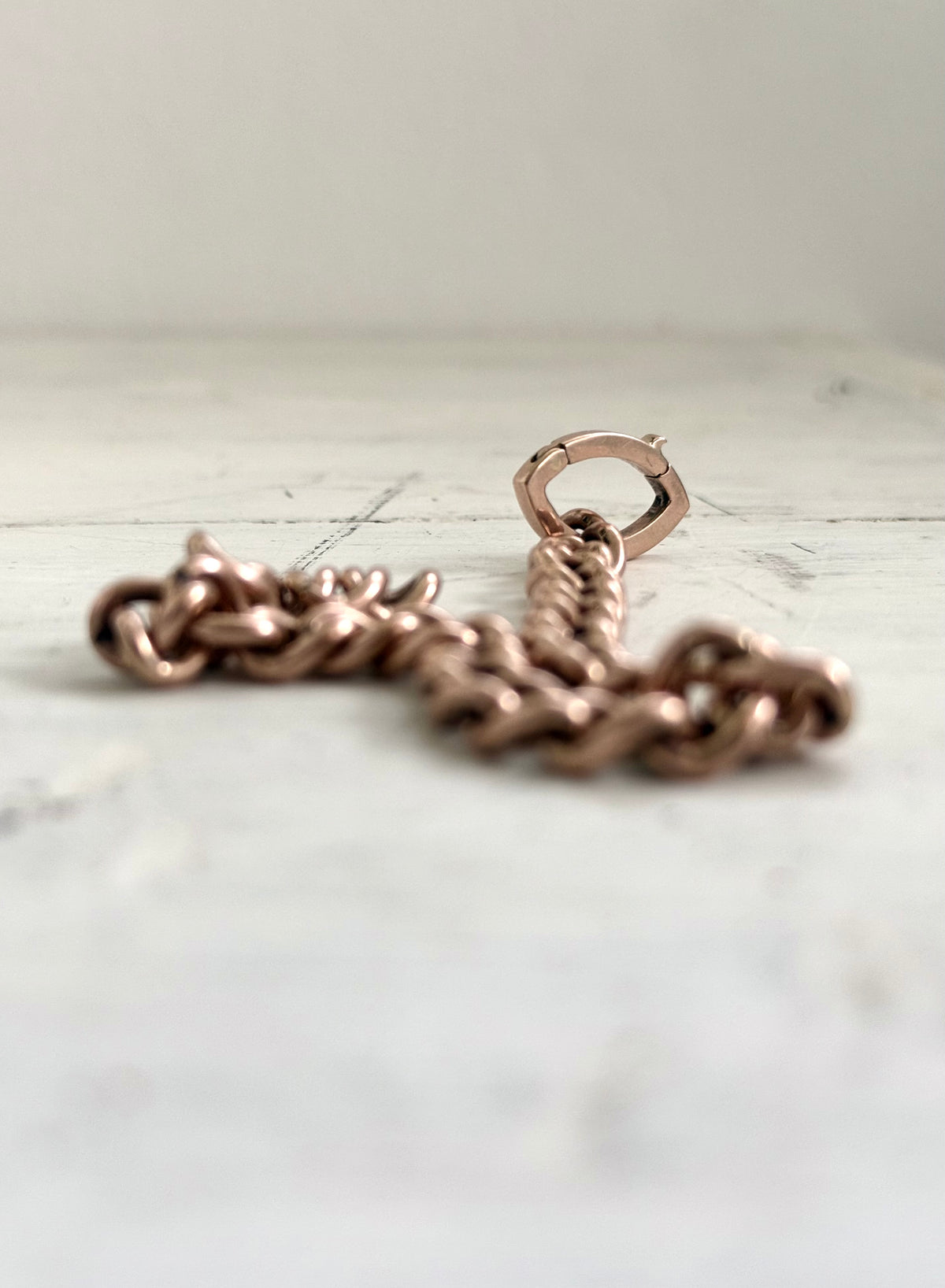 .375 .9ct heirloom classic solid rose gold hallmarked fob chain curb chain bracelet extension chain