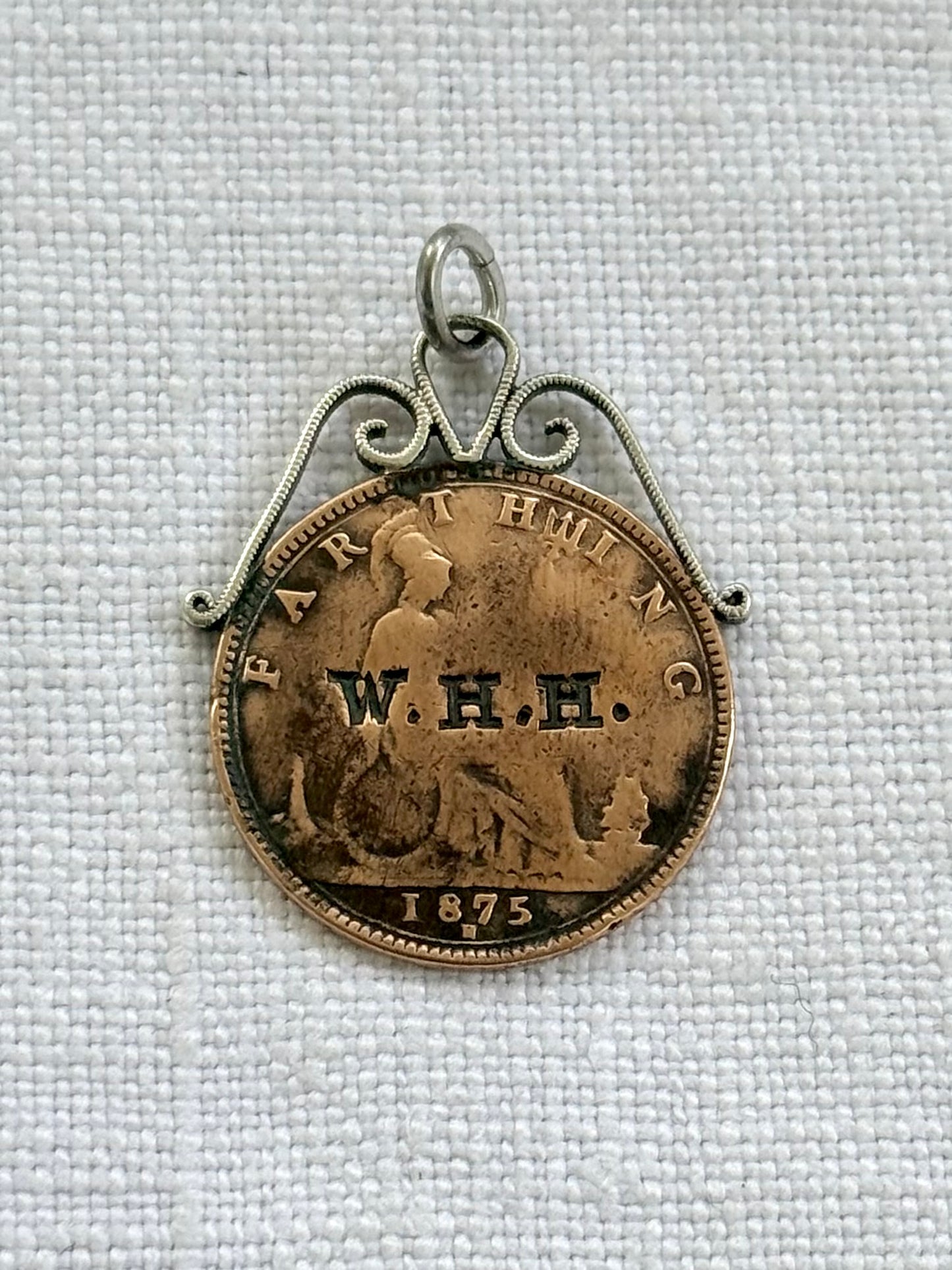 .1875 antique English Queen Victoria Love Token 1 Farthing antique sweetheart coin token pendant