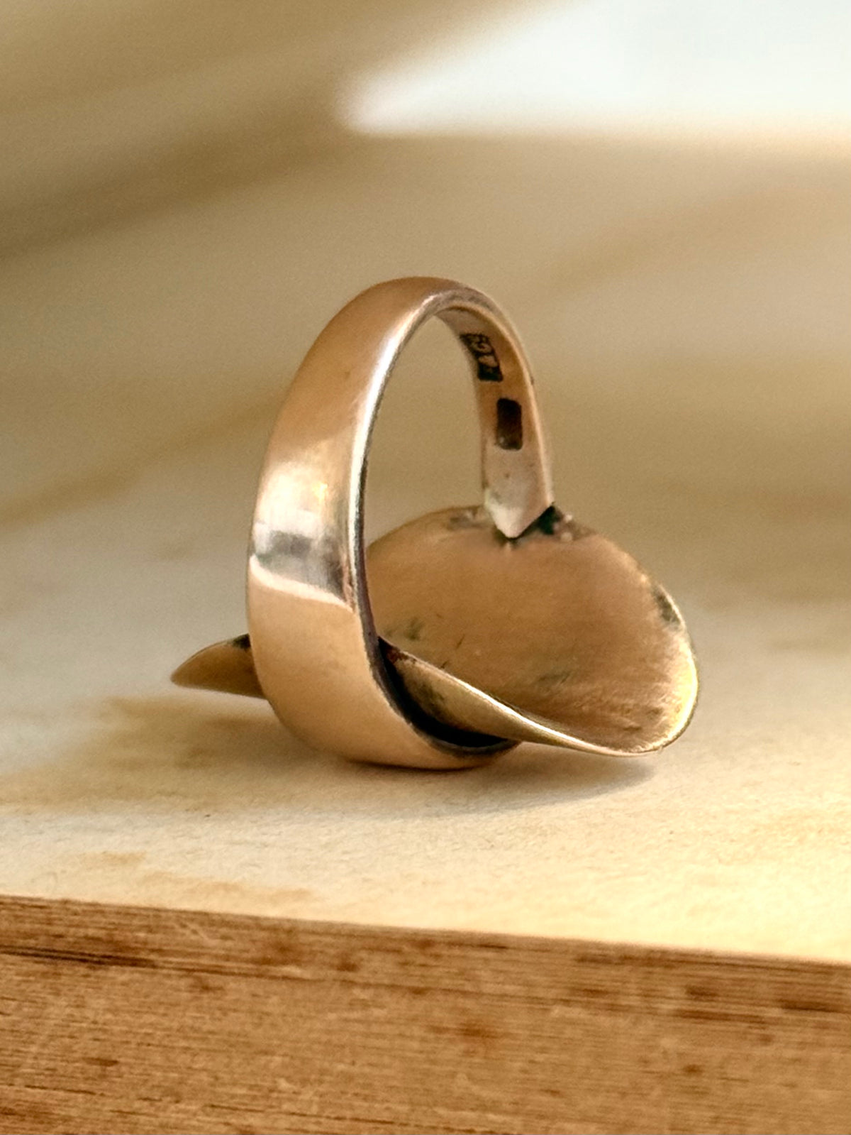.1920s .375 .9ct solid rose gold rare treasure salt spoon signet ring