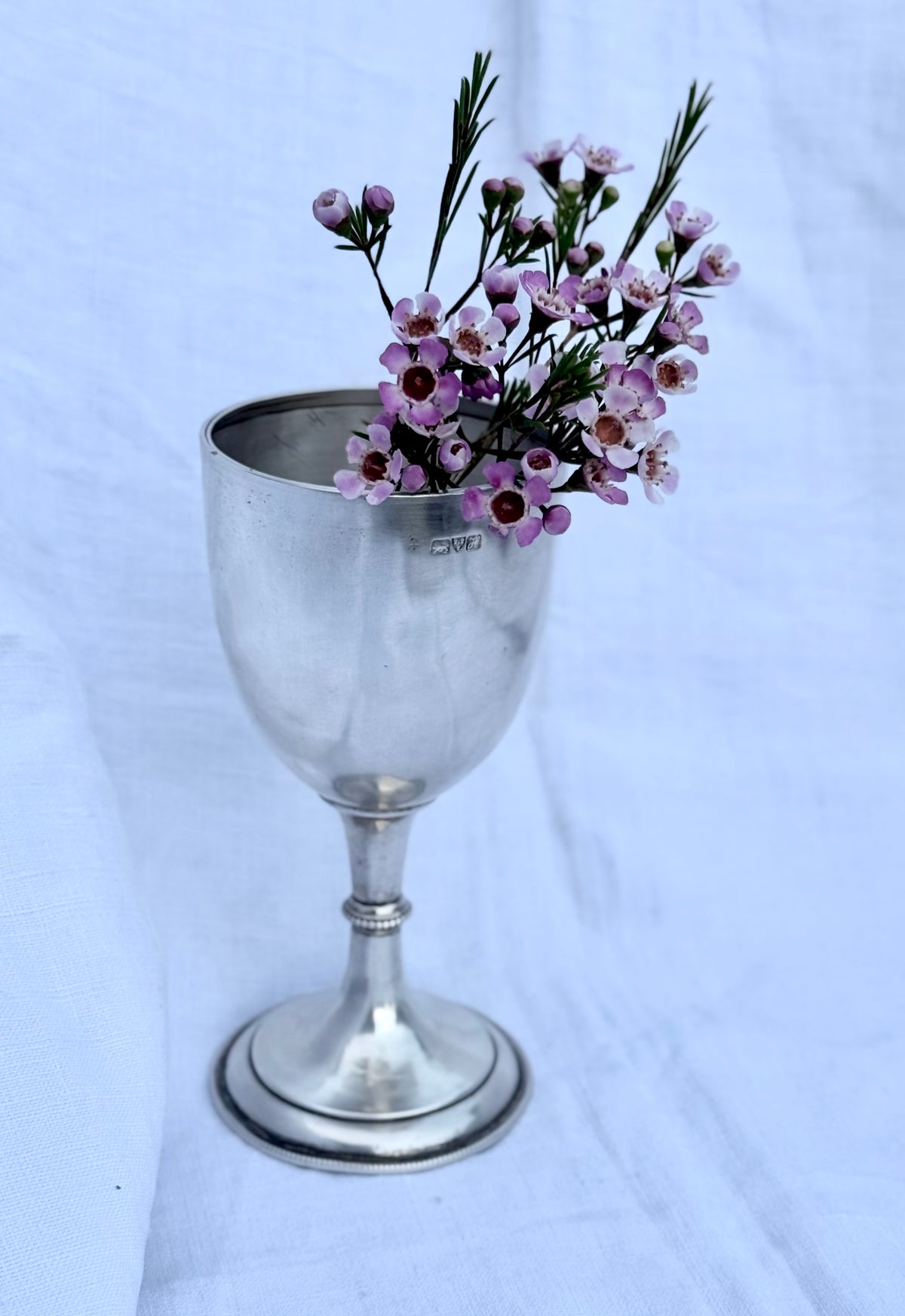 .1908 antique Chester hallmark silver large sterling silver chalice wine glass vessel goblet cup