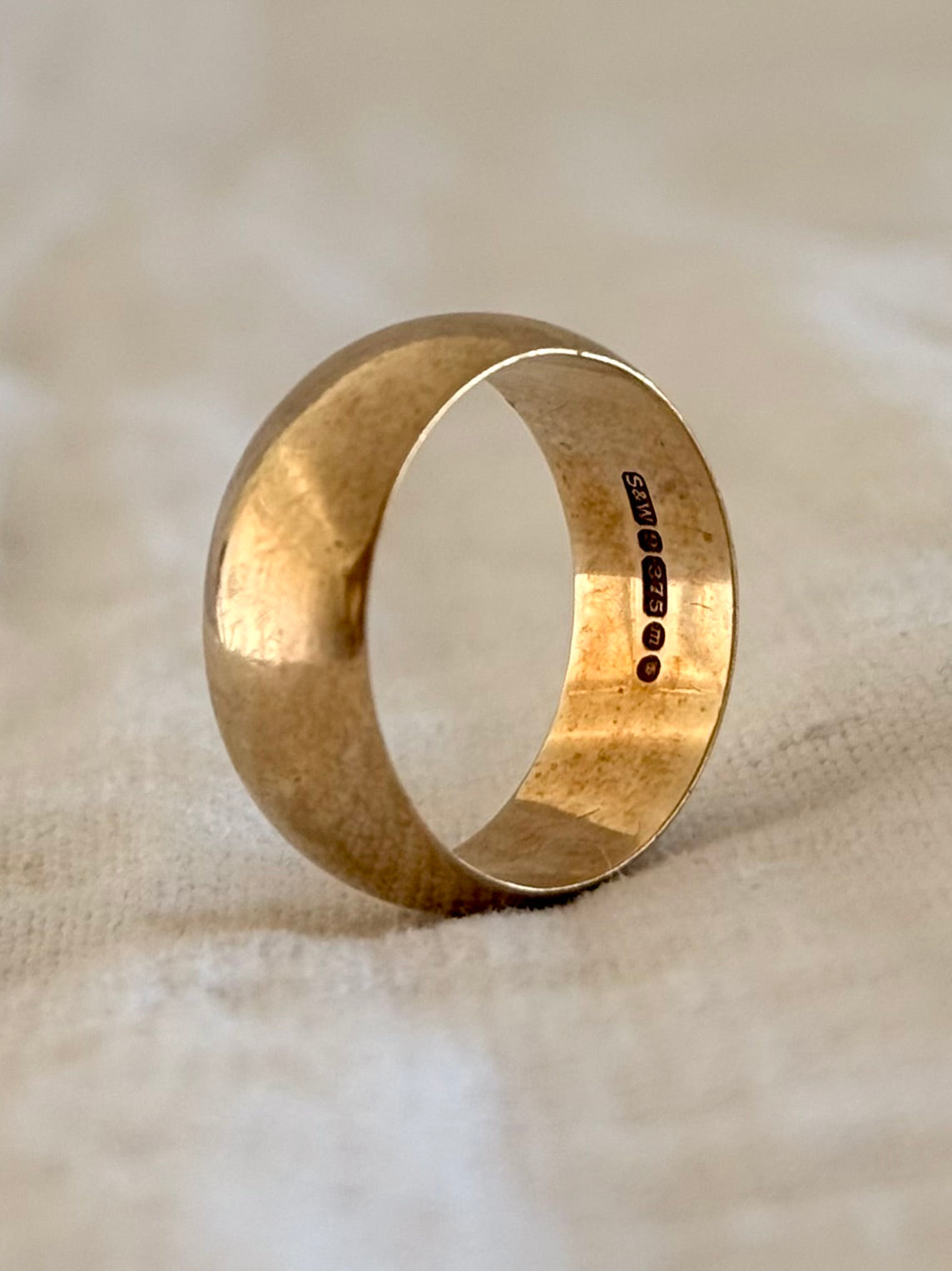 .1967 .375 8.8mm wide .9ct classic half round warm wide solid gold commitment engagement wedding ring band