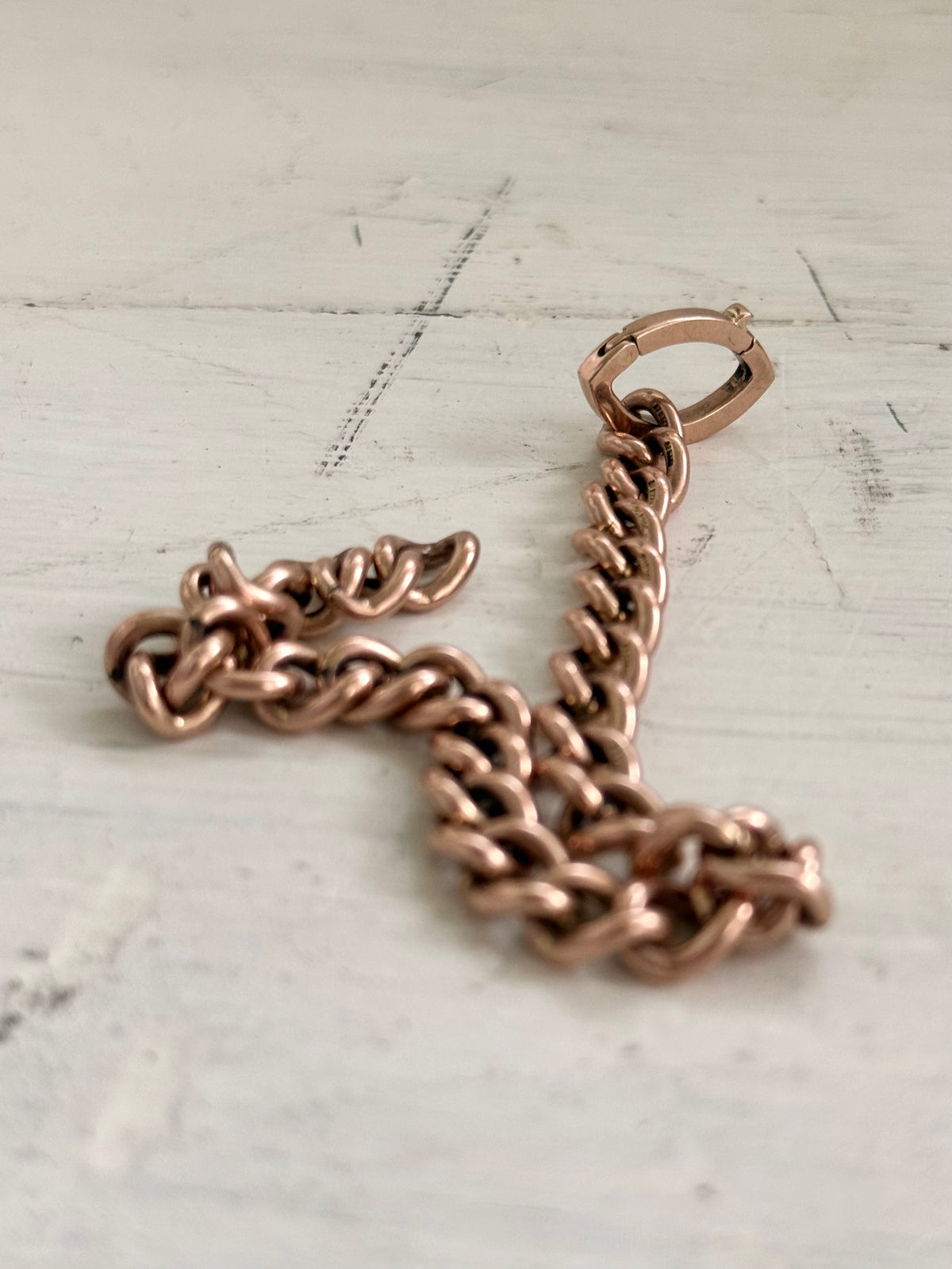 .375 .9ct heirloom classic solid rose gold hallmarked fob chain curb chain bracelet extension chain