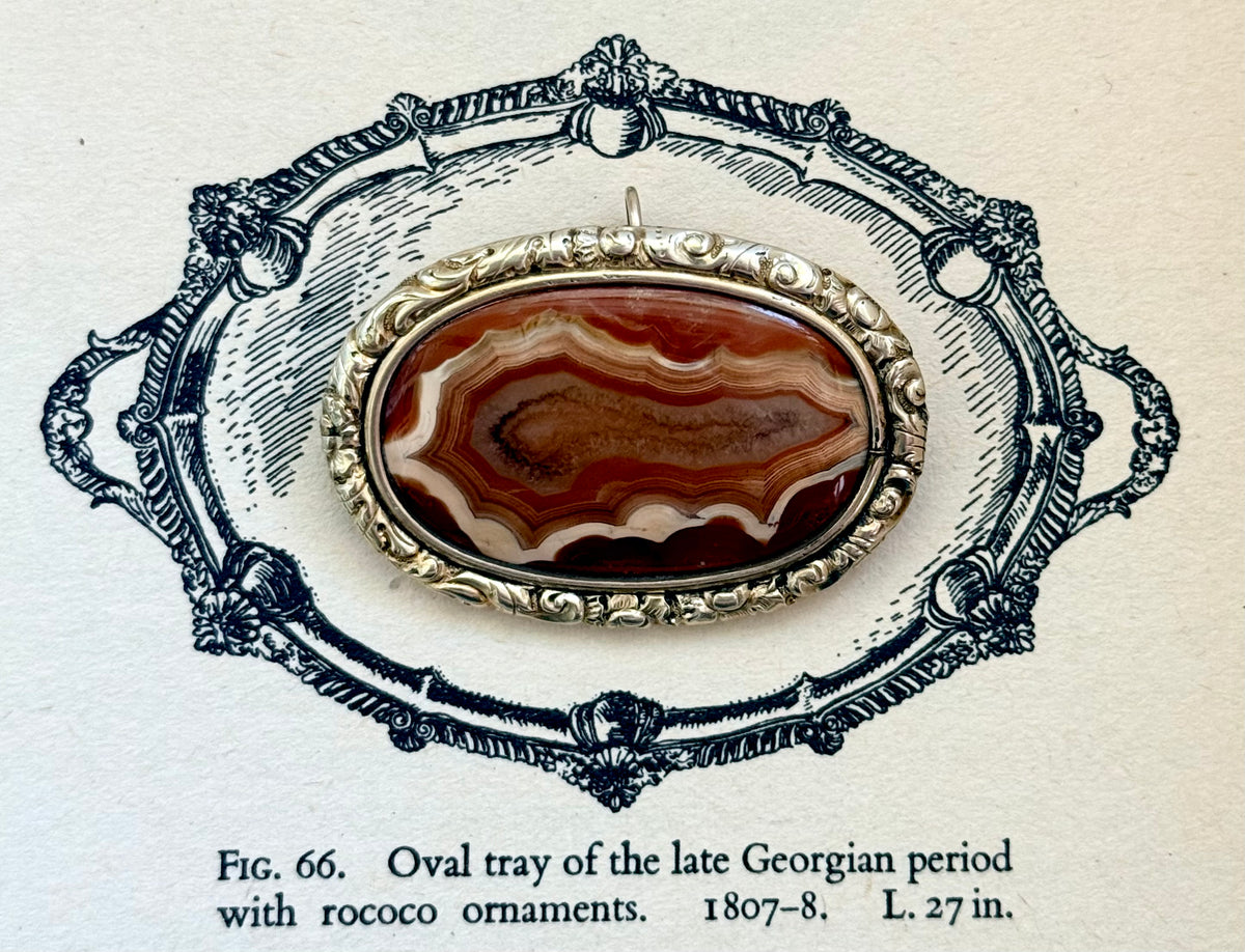 .1850s .1870s antique crystalline geological form Agate Victorian cased gold baroque style romantic red agate stone form oval brooch