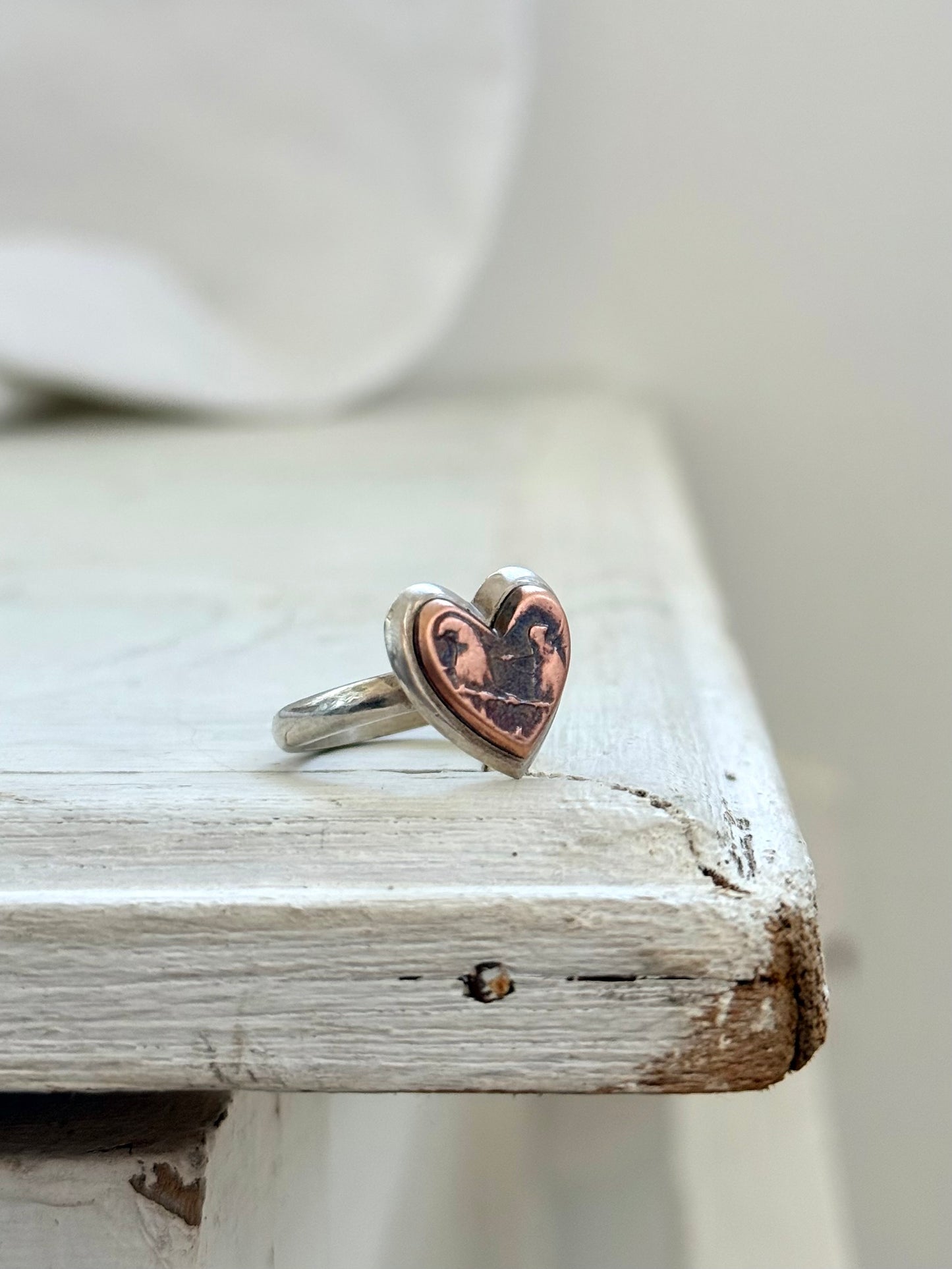 .925 .1970s .1980s South African artisan made historical heart 1cent coin signet ring