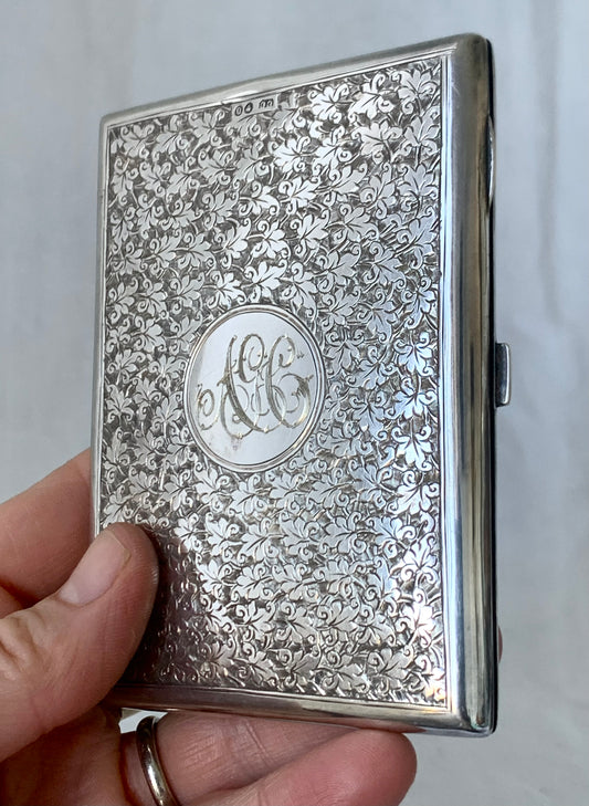 1888 hallmark silver pristinely preserved antique victorian leather boxed sterling silver card case treasure