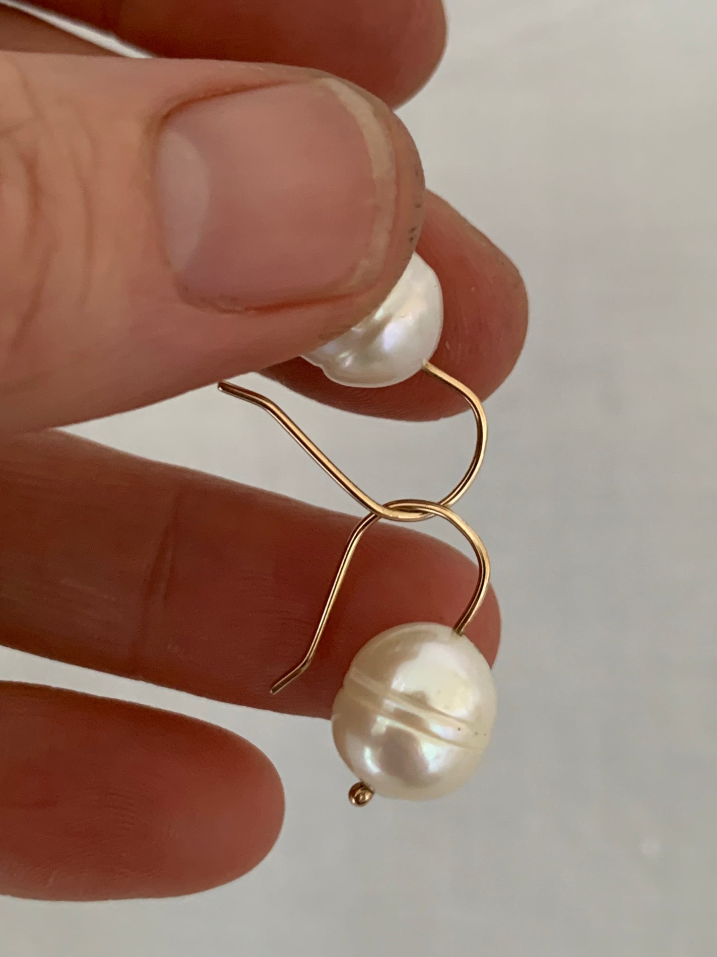 .375 .9ct luxury opulent white pearl hook drop dangle earrings