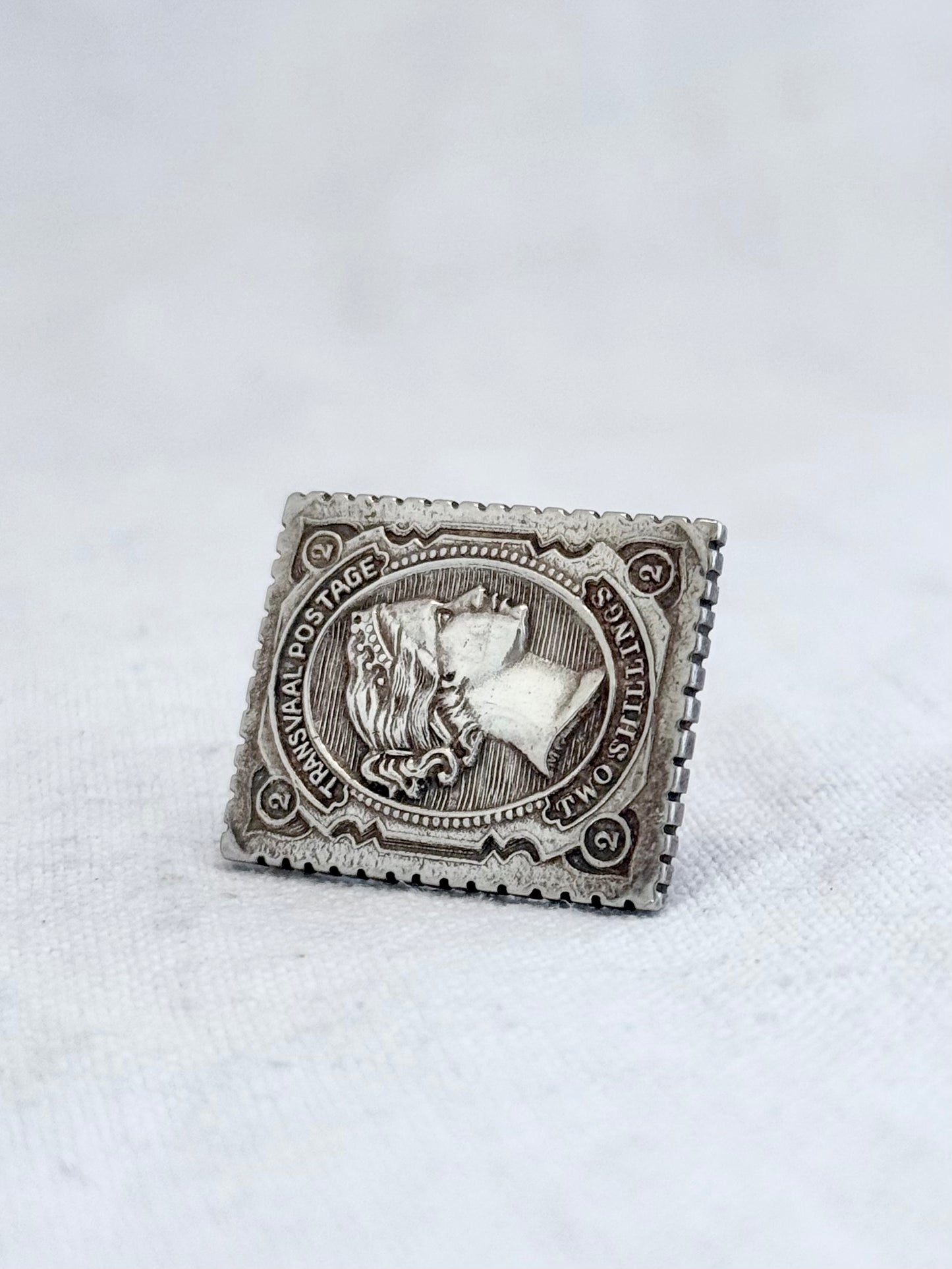 .1878 .925 2 shillings silver postage stamp British Transvaal Victoria circa 1878 rare postage stamp silver ingot brooch