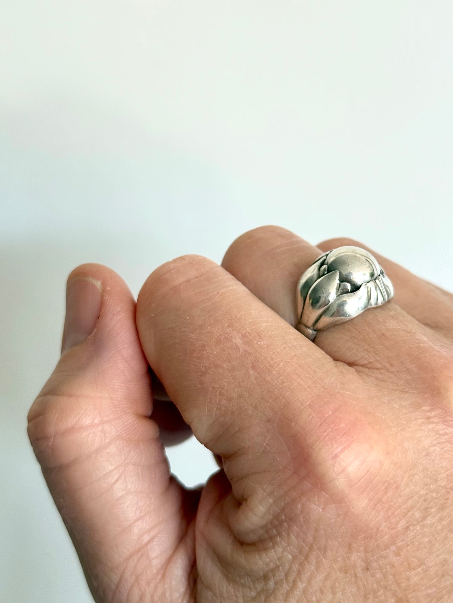 .1933 .1944 #59 .925 Georg Jensen rare modernist silver stone ball designer collectors ring