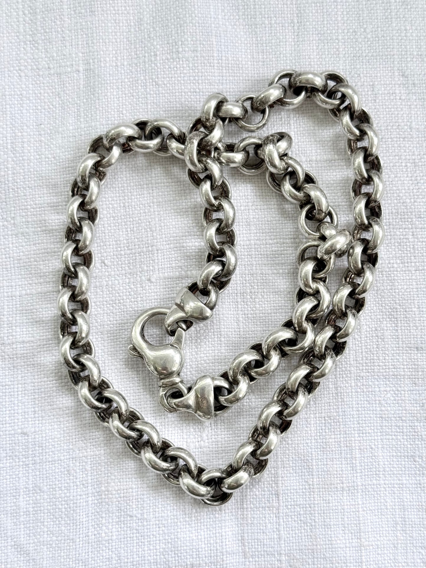 .925 classic modernist silver set chunky sterling silver oversized Rolo link modern lobster clasp modern silver chain necklace