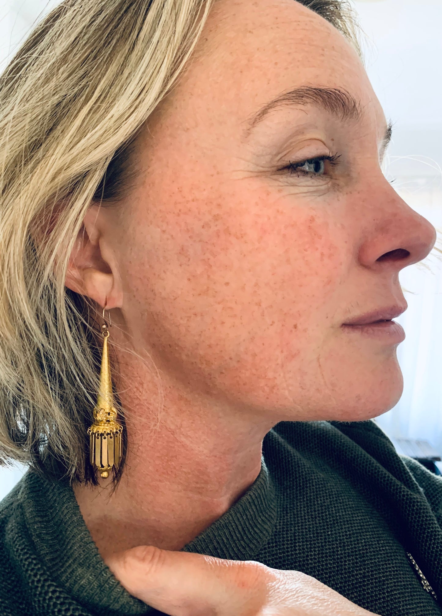 1800s incredibly rare Antique Georgian Pinchbeck 18ct Gold Gilt torpedo day and night earrings