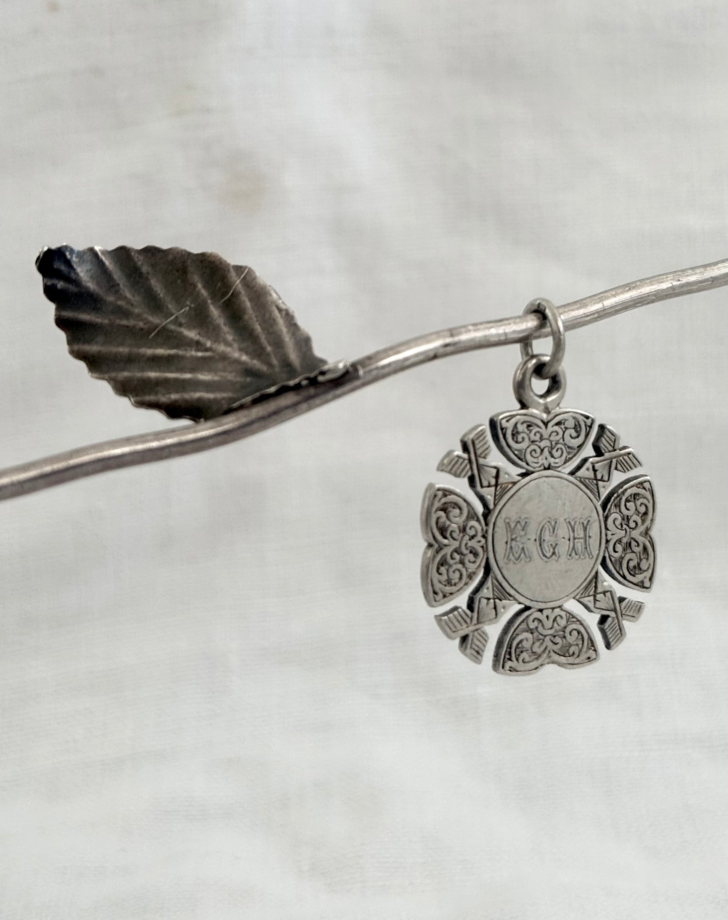 .1884 .925 antique Chester hallmarked miniature awards fancy Jerusalem Cross Victorian awards fob medallion pendant