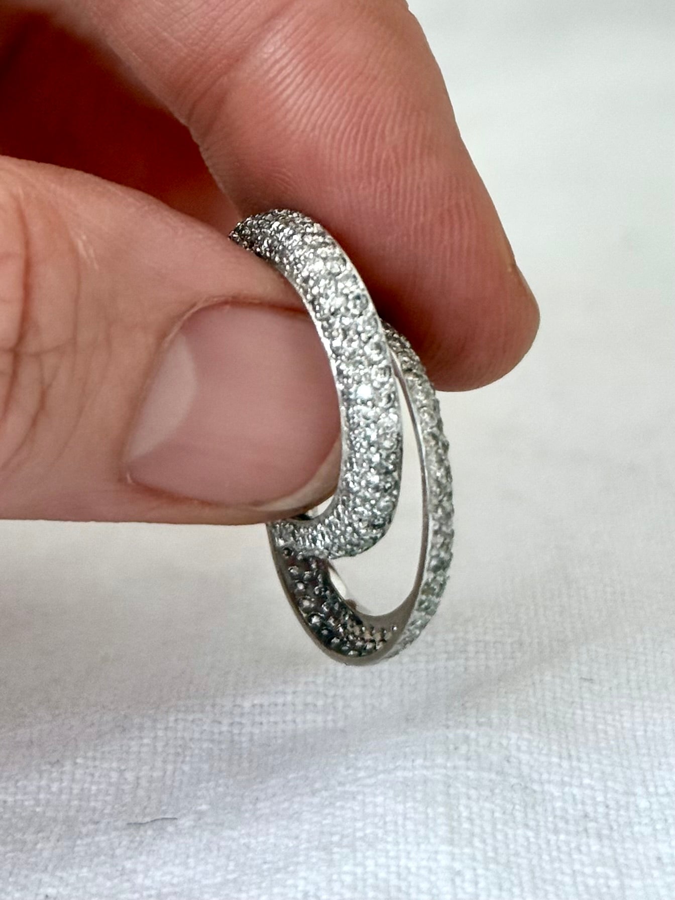 .18ct white gold 260 diamond domed 3 row Micropavé double ring band