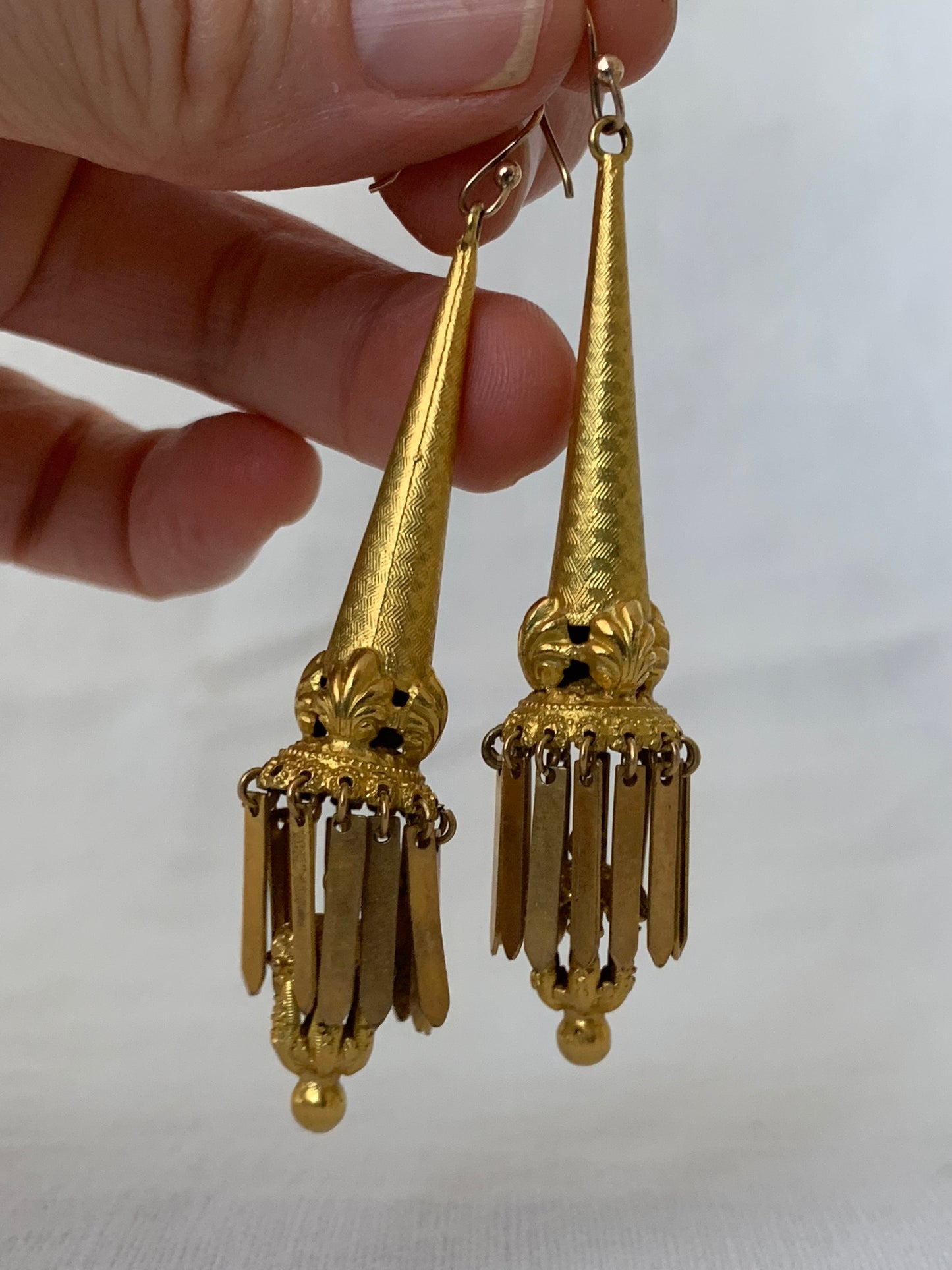 1800s incredibly rare Antique Georgian Pinchbeck 18ct Gold Gilt torpedo day and night earrings