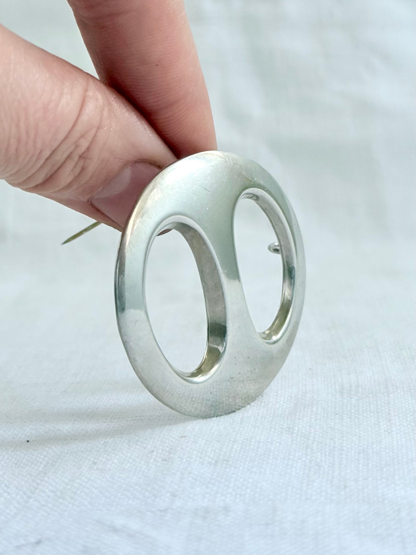 .1950s .925 Bernhard Herzt Danish Denmark Modernist designer silver brooch pendant scarf ring