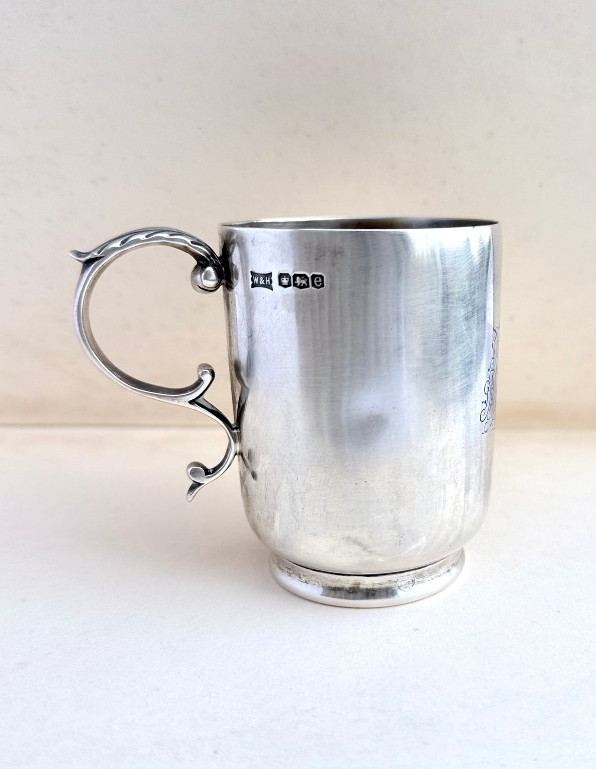 .1922 .925 antique Edwardian solid sterling silver Christening cup Walker & Hall hallmarked silver cup vessel beaker