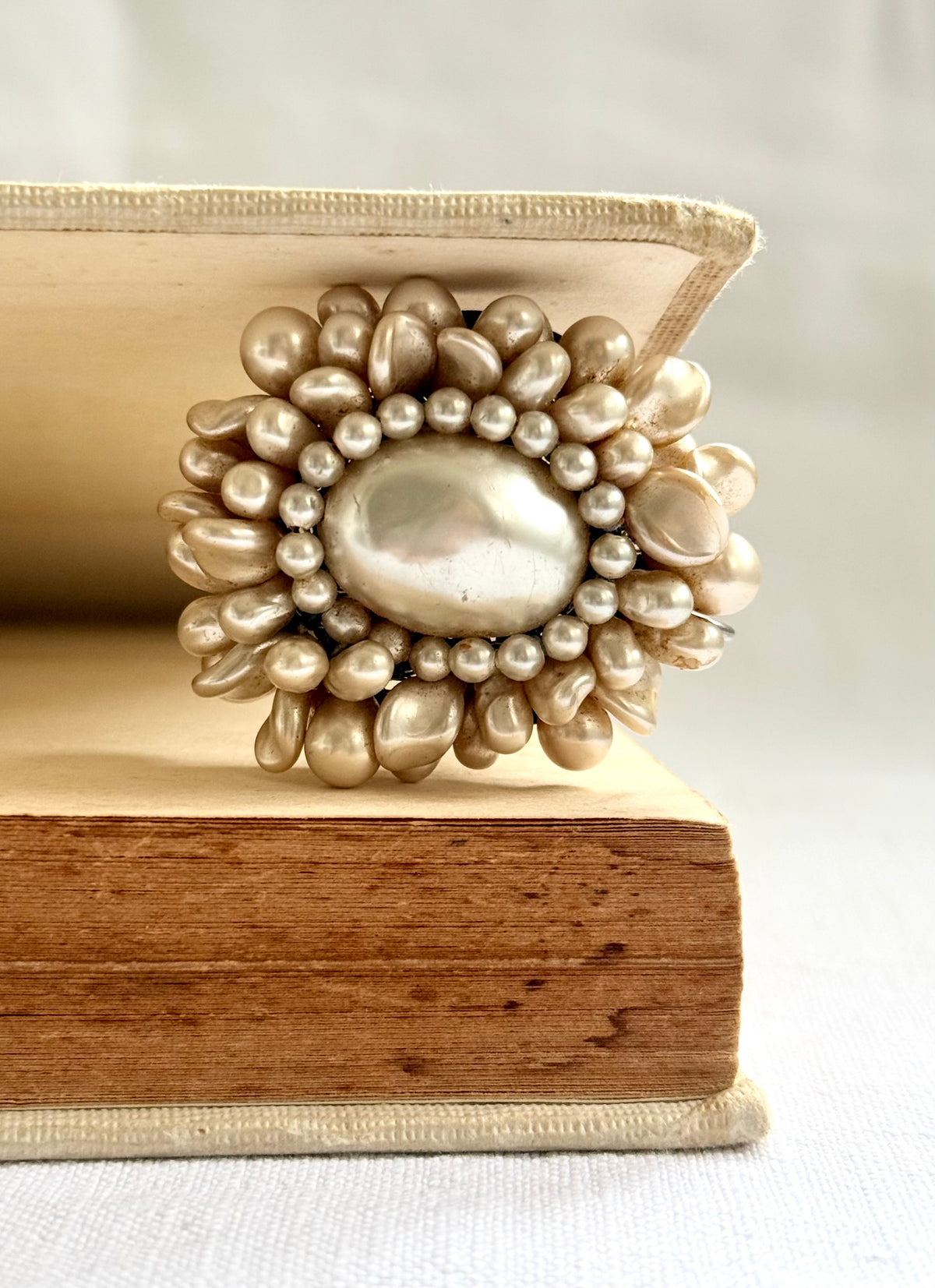 .1940s .1950s .925 French cluster faux glass pearl costume silver Louis Rousselet Rhondelle pendant