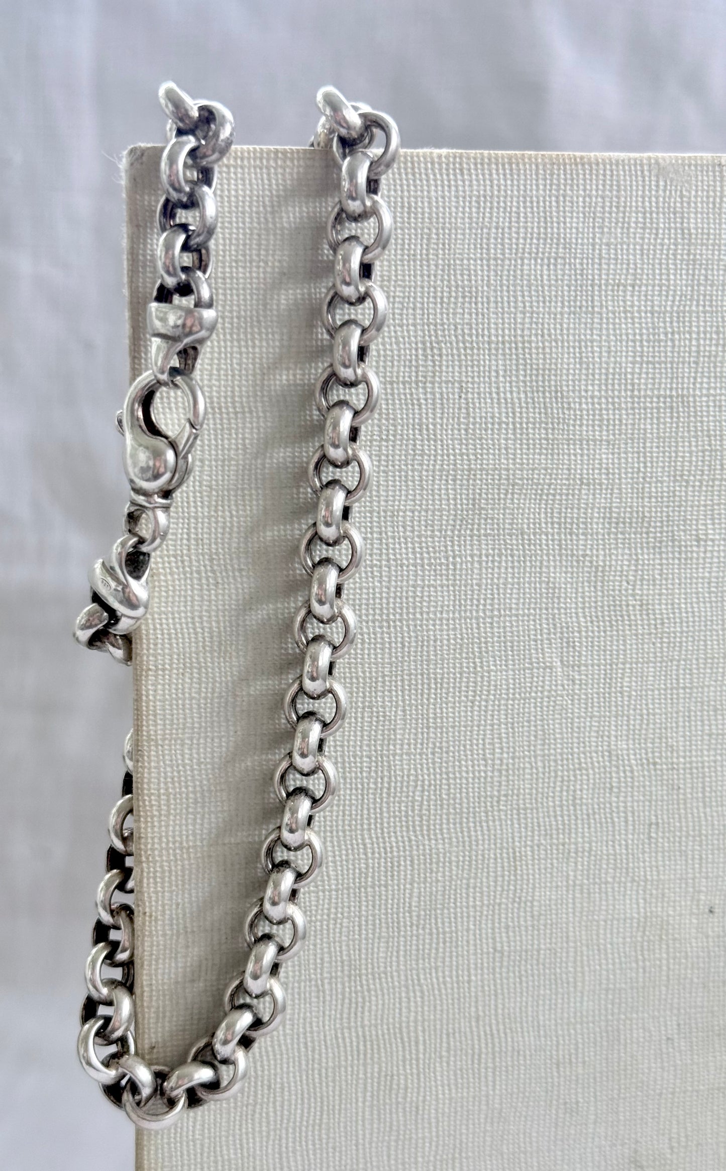 .925 classic modernist silver set chunky sterling silver oversized Rolo link modern lobster clasp modern silver chain necklace
