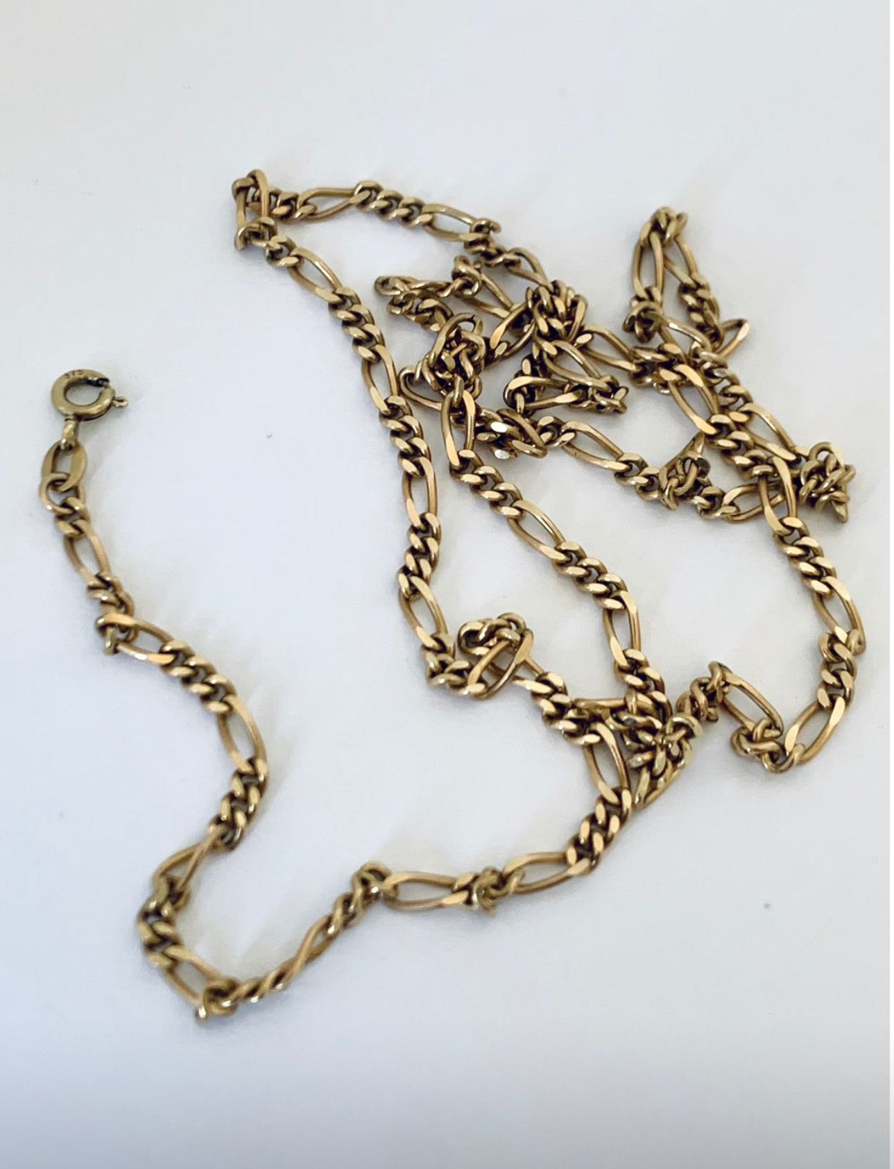 .1970s .375 .60cm long .9ct gold buttery gold retro Figaro gold chain classic well sized Figaro chain link necklace