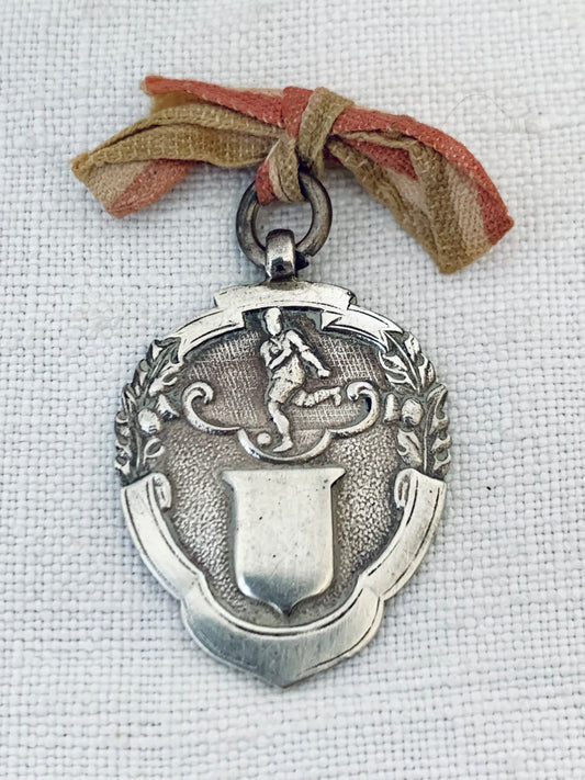 .925 1920’s circa 1928 awards football medal perfect sterling silver sports awards medallion fob medal