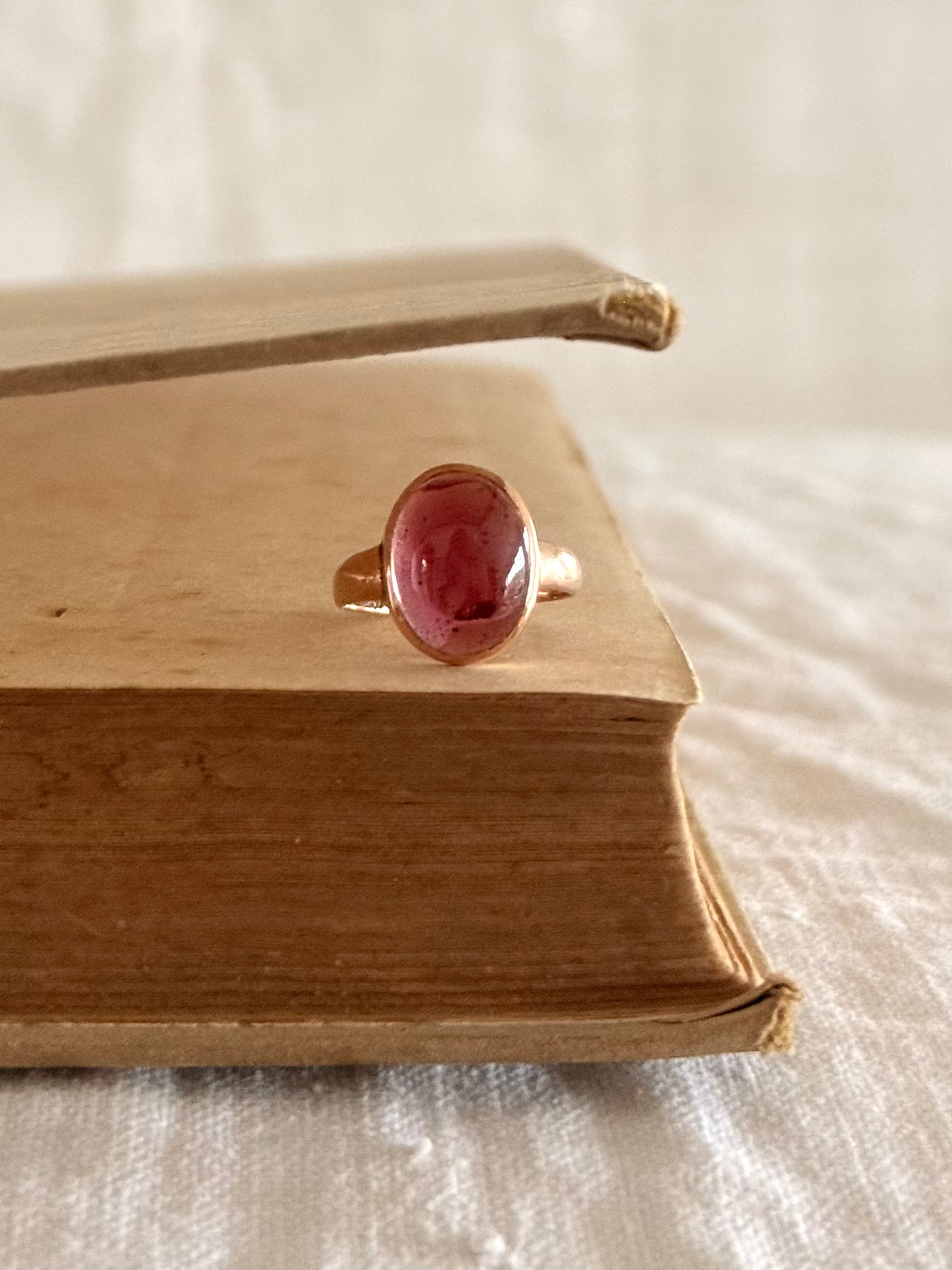 .15ct .1912 antique 3ct Pink Tourmaline cabochon gemstone treasured Chester England hallmarked 15ct gold high carat rose gold pink stone ring