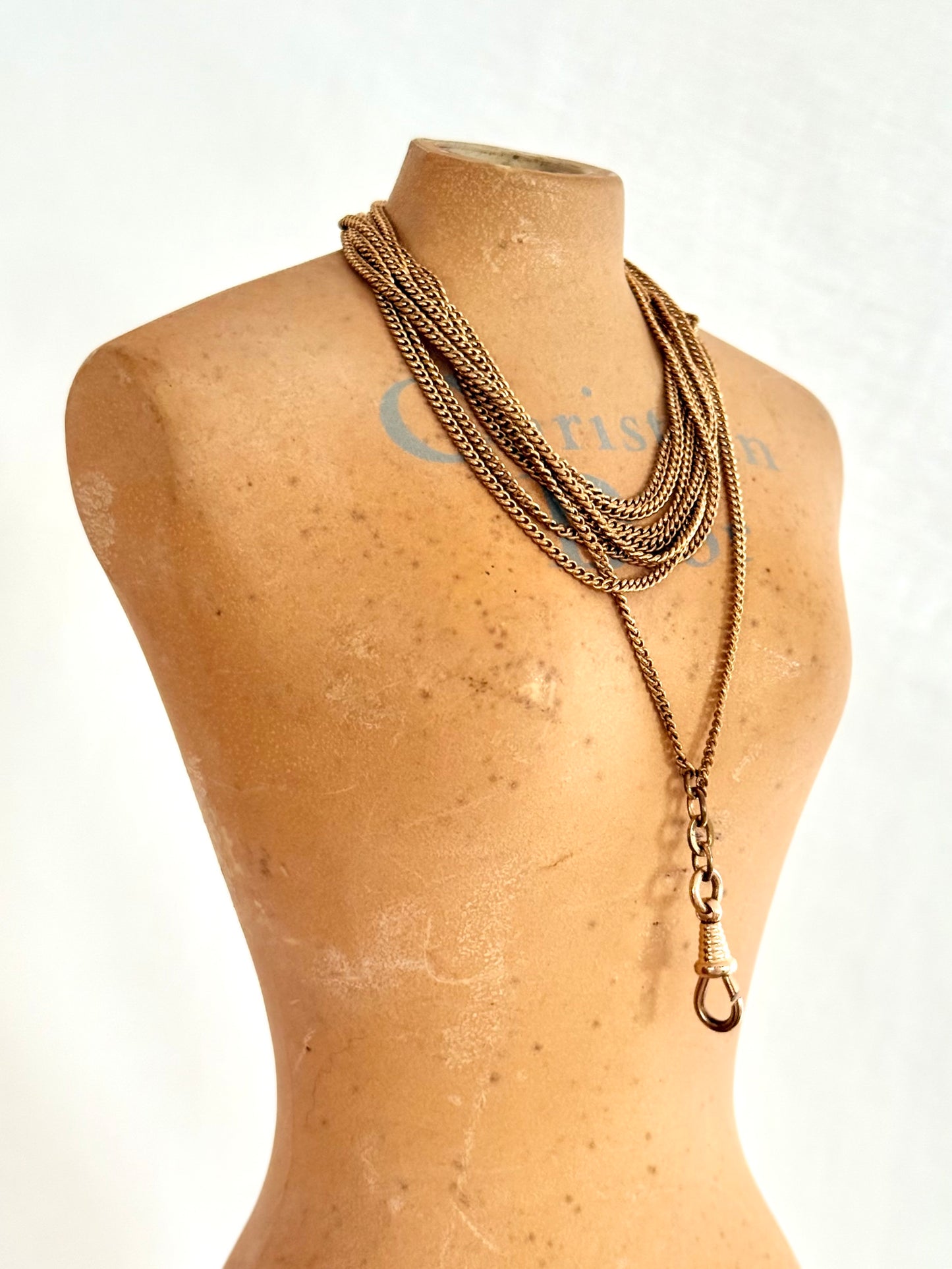 .152cm .1890s .1900s antique Edwardian rolled gold sought after historical long chain guard muff chain longuard gold chain necklace