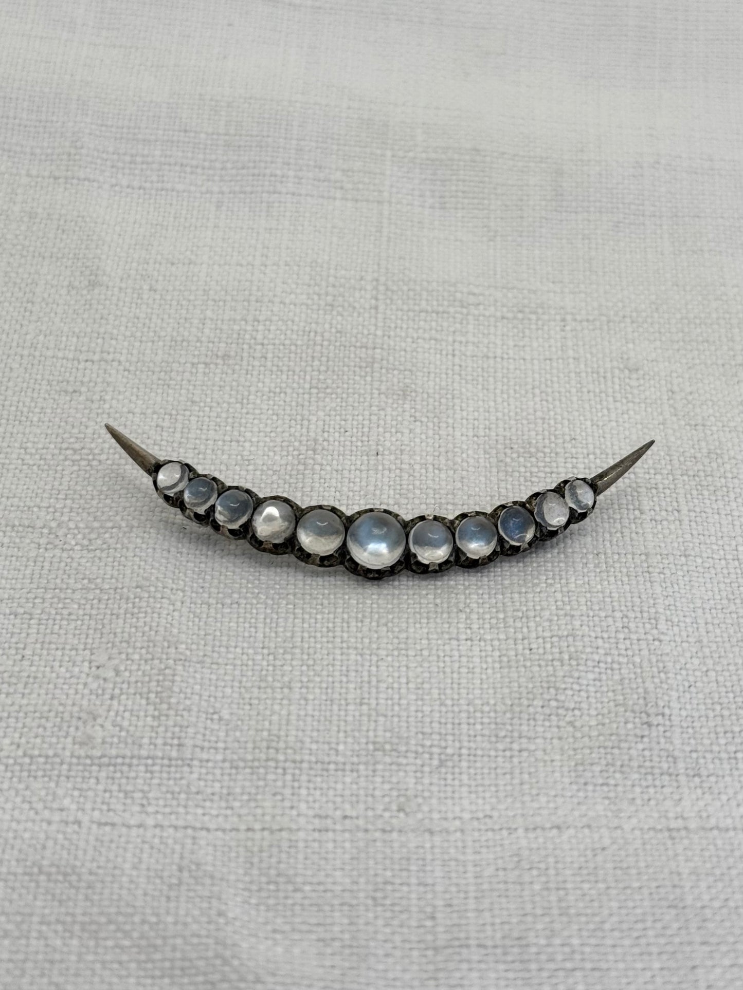 .1880s .1890s .1900s antique beautiful Moonstone half crescent celestial moon collectors brooch