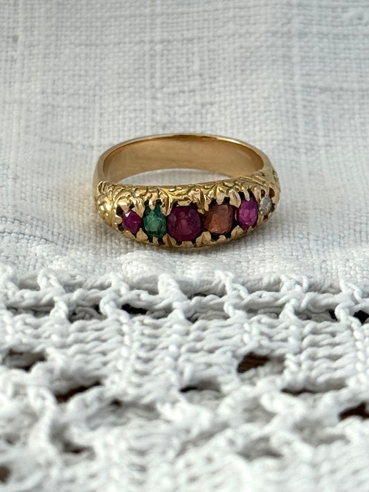 .14ct .1890s .1900s antique yellow gold REGARD love token symbol late Victorian early Edwardian gold ring