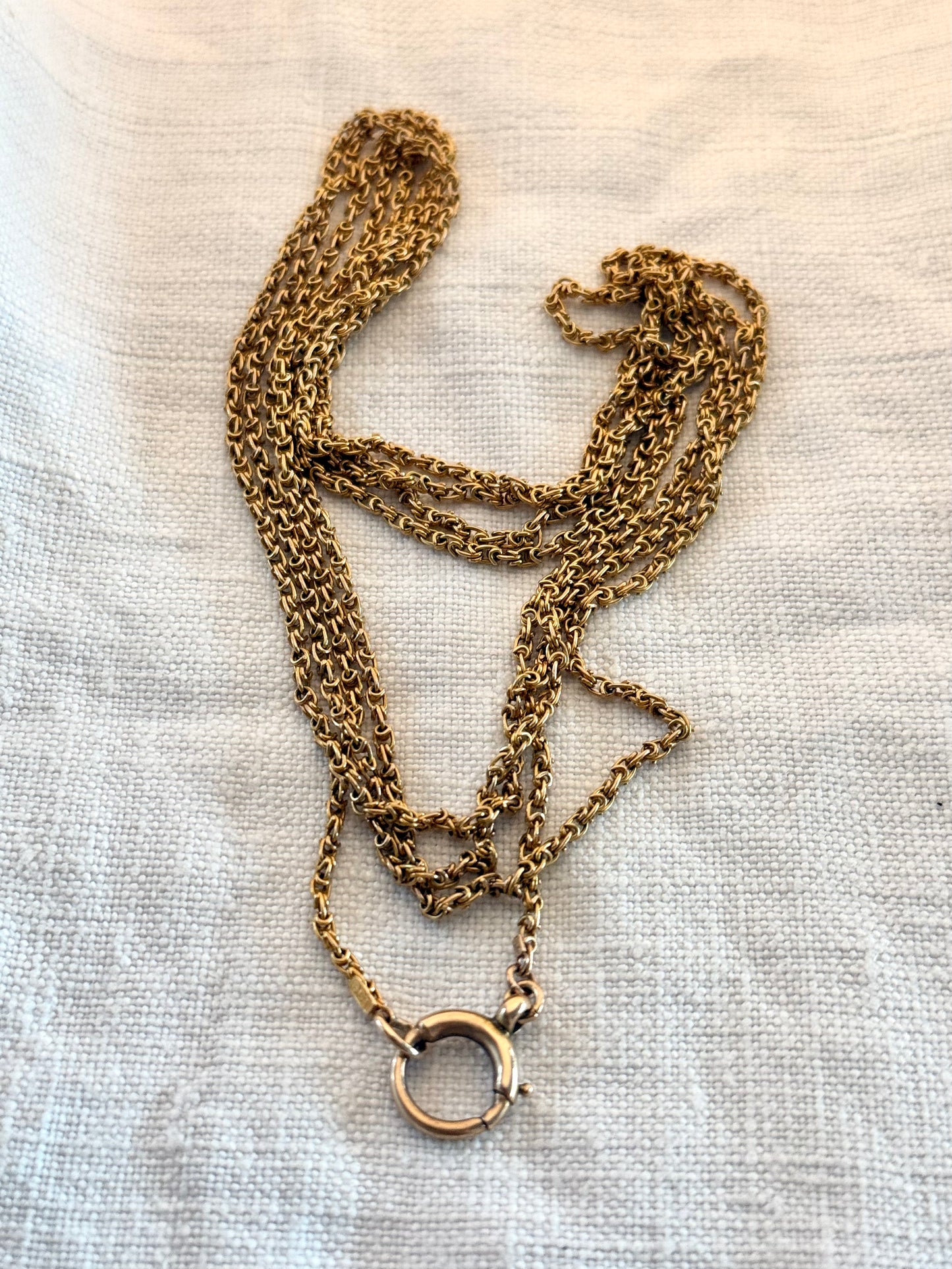 .146cm .1890s .1900s .9ct gold long antique rare and magnificent fancy link long chain guard muff chain longuard warm 9ct gold chain necklace