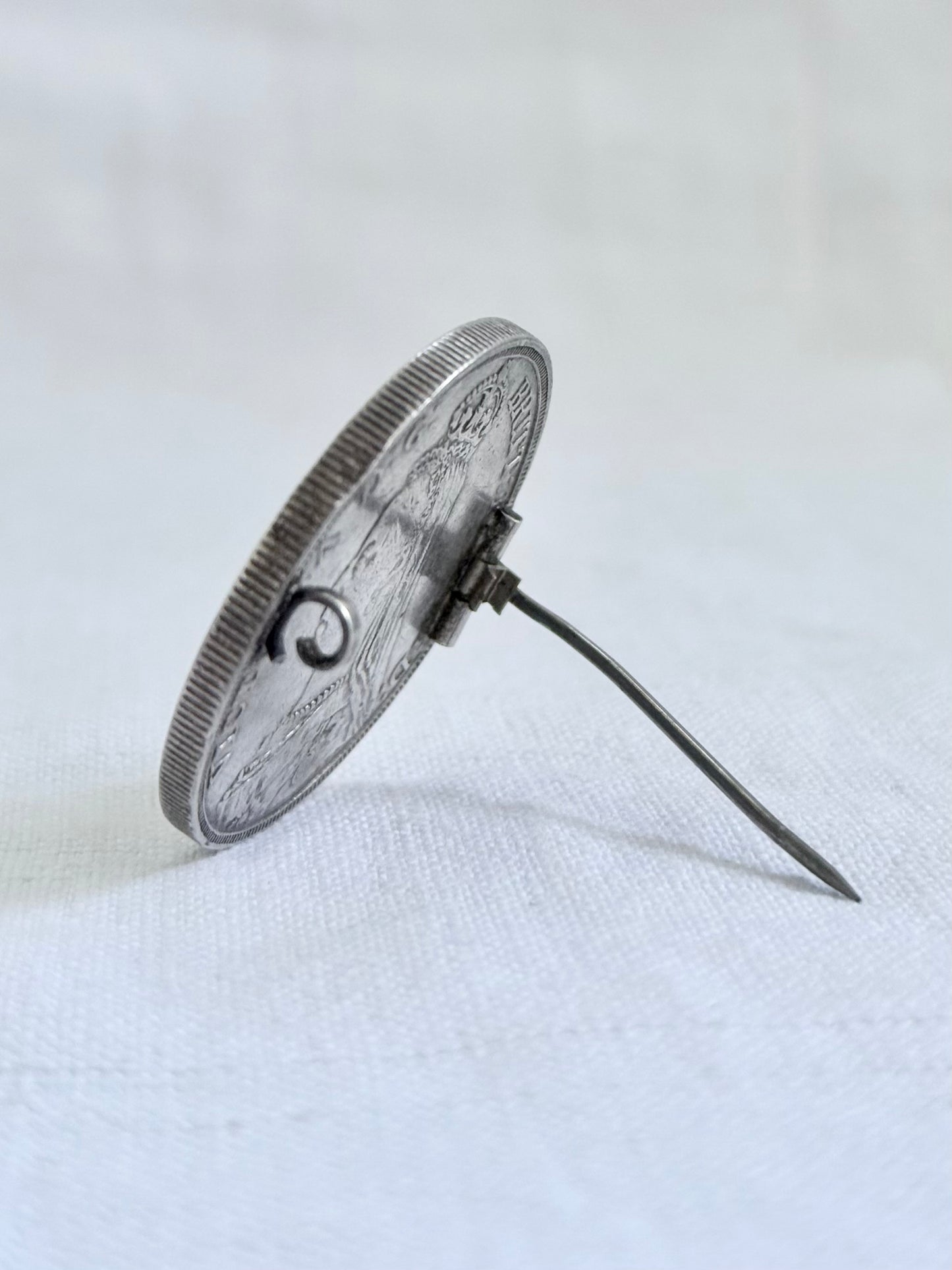 .1889 .925 antique Sterling silver Victorian Antique Solid Silver English Crown collectors love token Coin Brooch