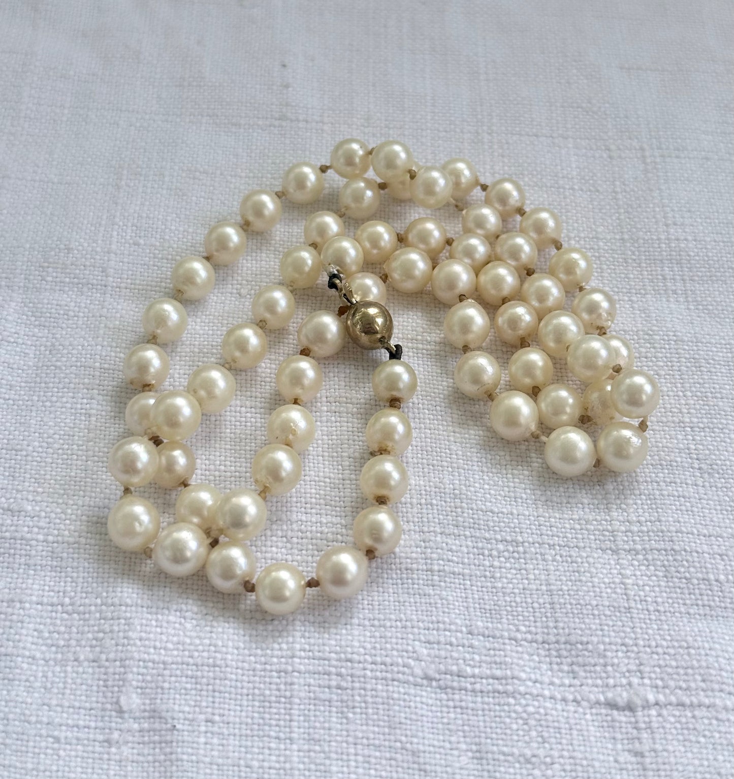 .375 .53cm long .9ct gold heirloom pearlescent pearl string of luxury real pearls necklace