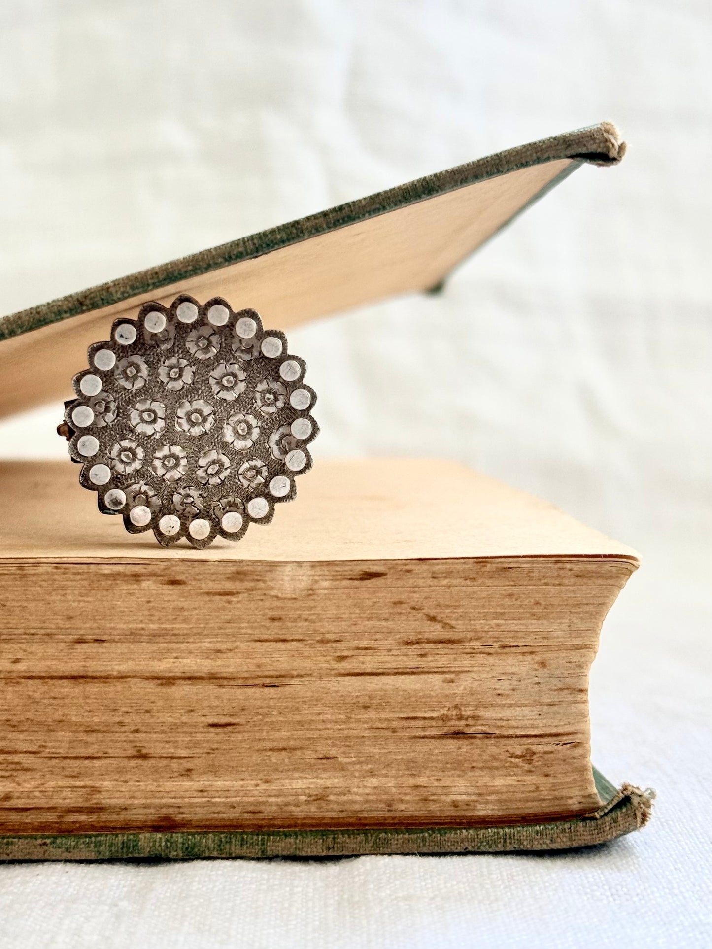 .1800s .1880s .1890s .925 Etruscan revival Victorian silver floral engraved target circle brooch locket