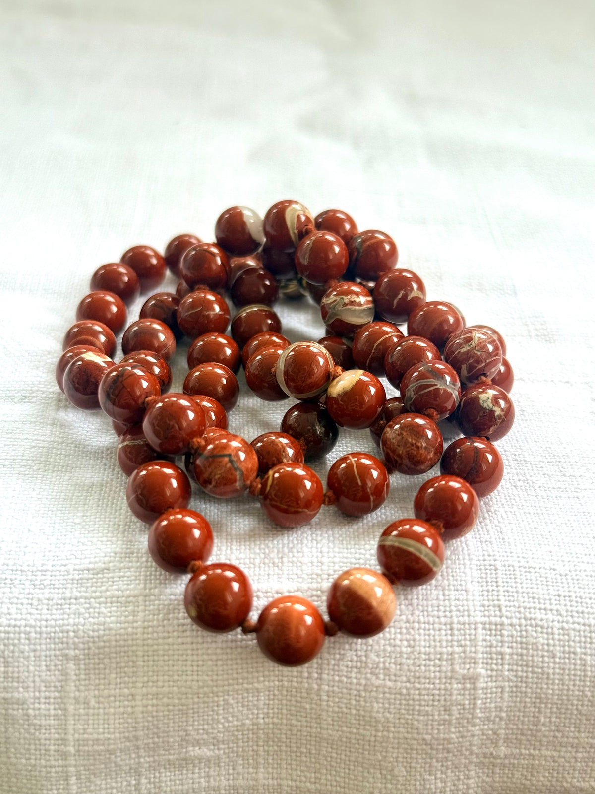 .75cm long Red Jasper gemstone bead boho lux necklace
