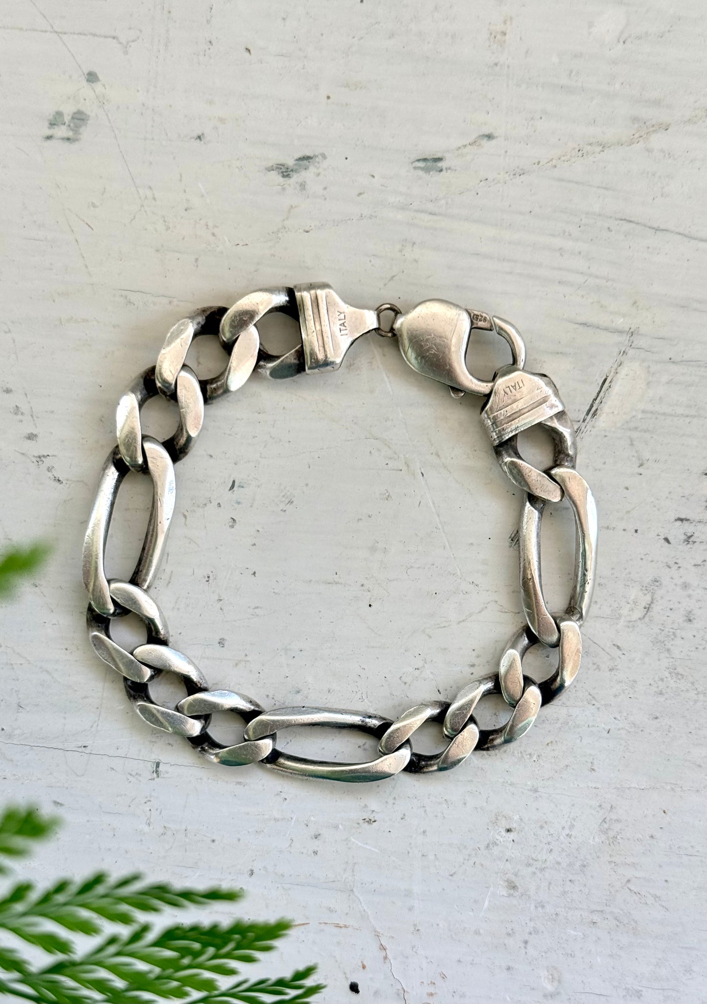 .1980s .1990s ultra chunky wide link solid figaro modernist link classic link sterling silver chain bracelet