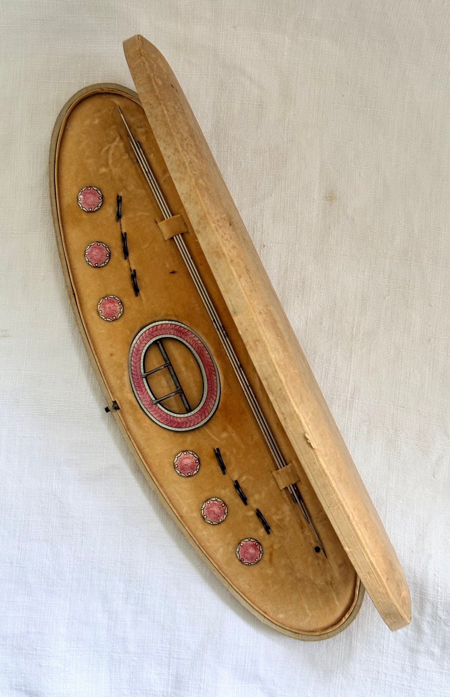 .1912 .925 antique rare collectors pink white enamel Birmingham hallmarked sterling silver Edwardian cased buckle and button and hat pin original boxed set