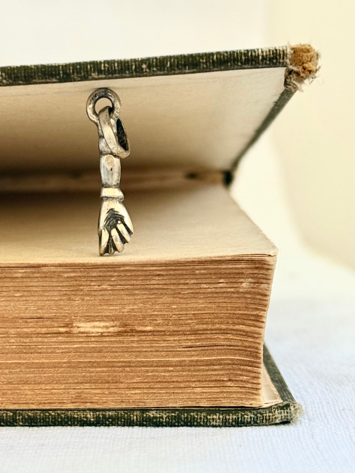 .1950s .800 antique revival Italian hand carved silver hand token good luck talisman token silver symbol pendant