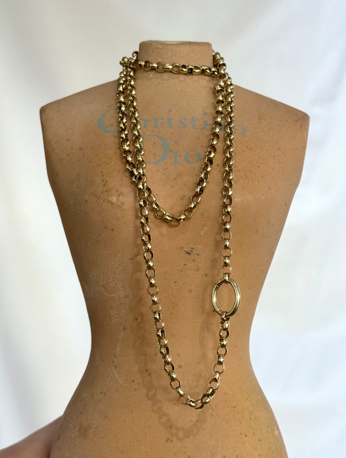 .1990s .375 .71cm long .9 carat classic long modernist gold large link belcher rolo long length belcher chain necklace with oval extender clasp