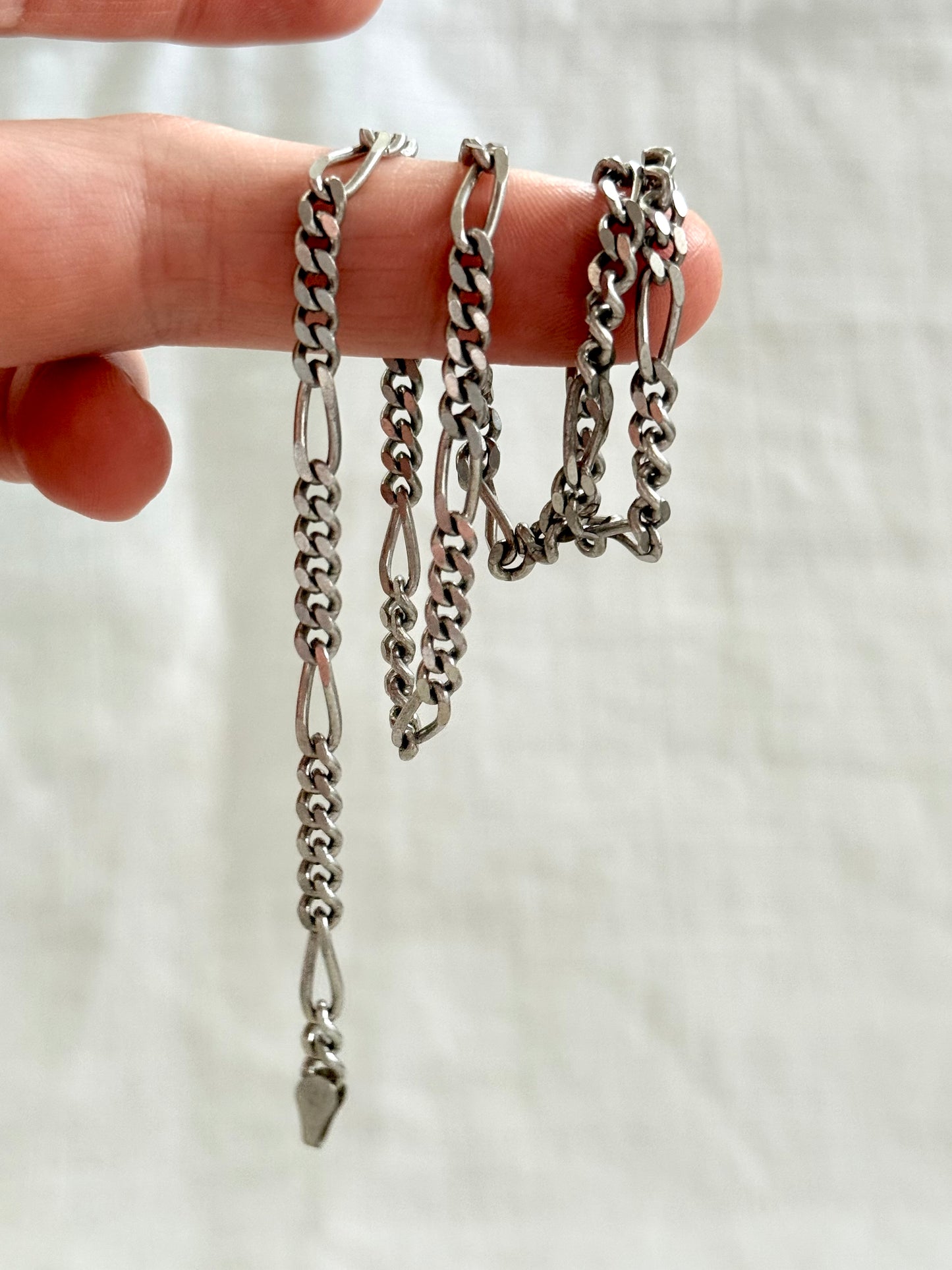 .1970s .925 .42cm retro perfect sterling silver chunky link well made Figaro chain modernist chain link necklace