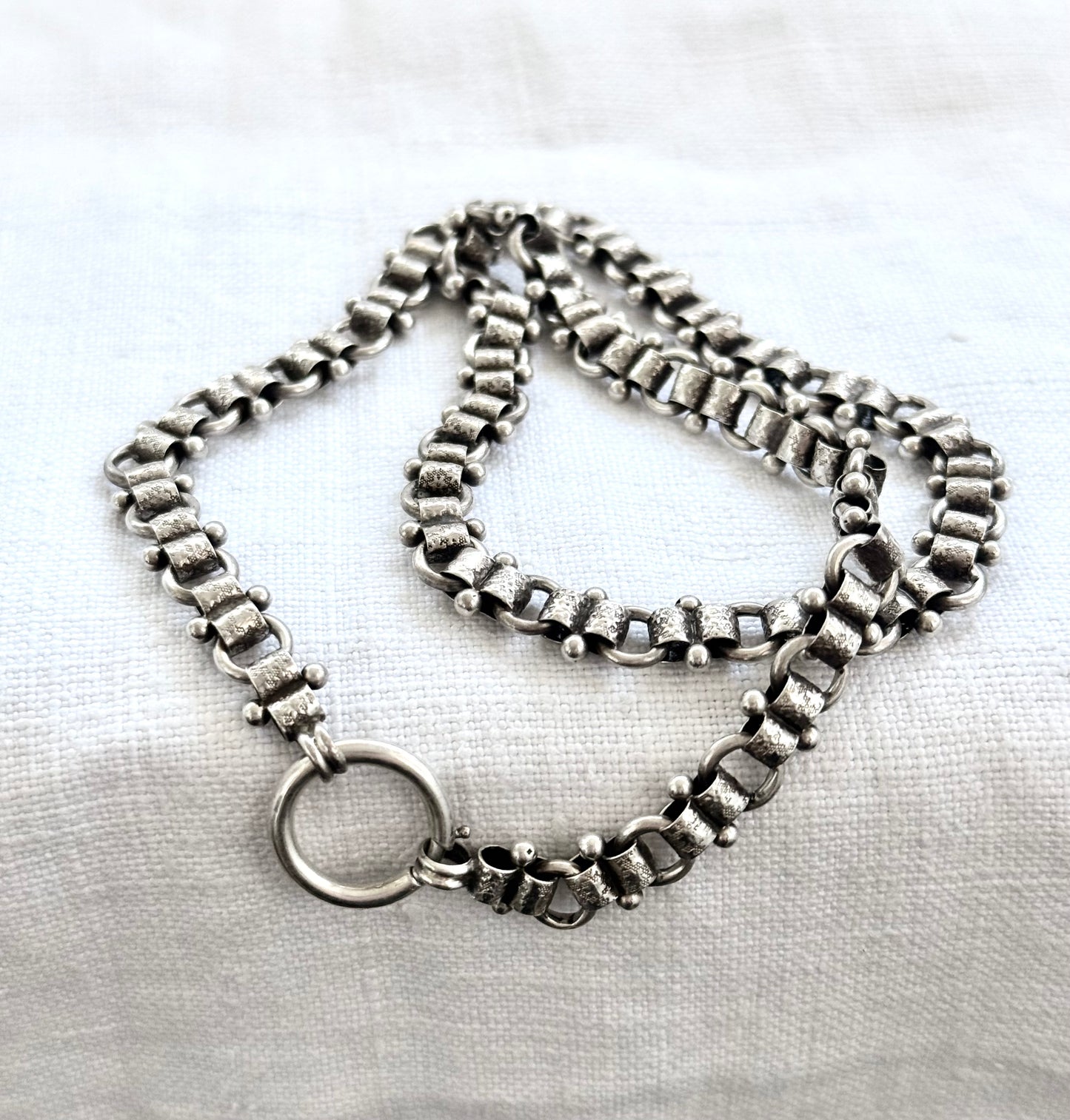 . 1880s .1890s .925 antique Victorian era rare Etruscan revival book chain collar necklace