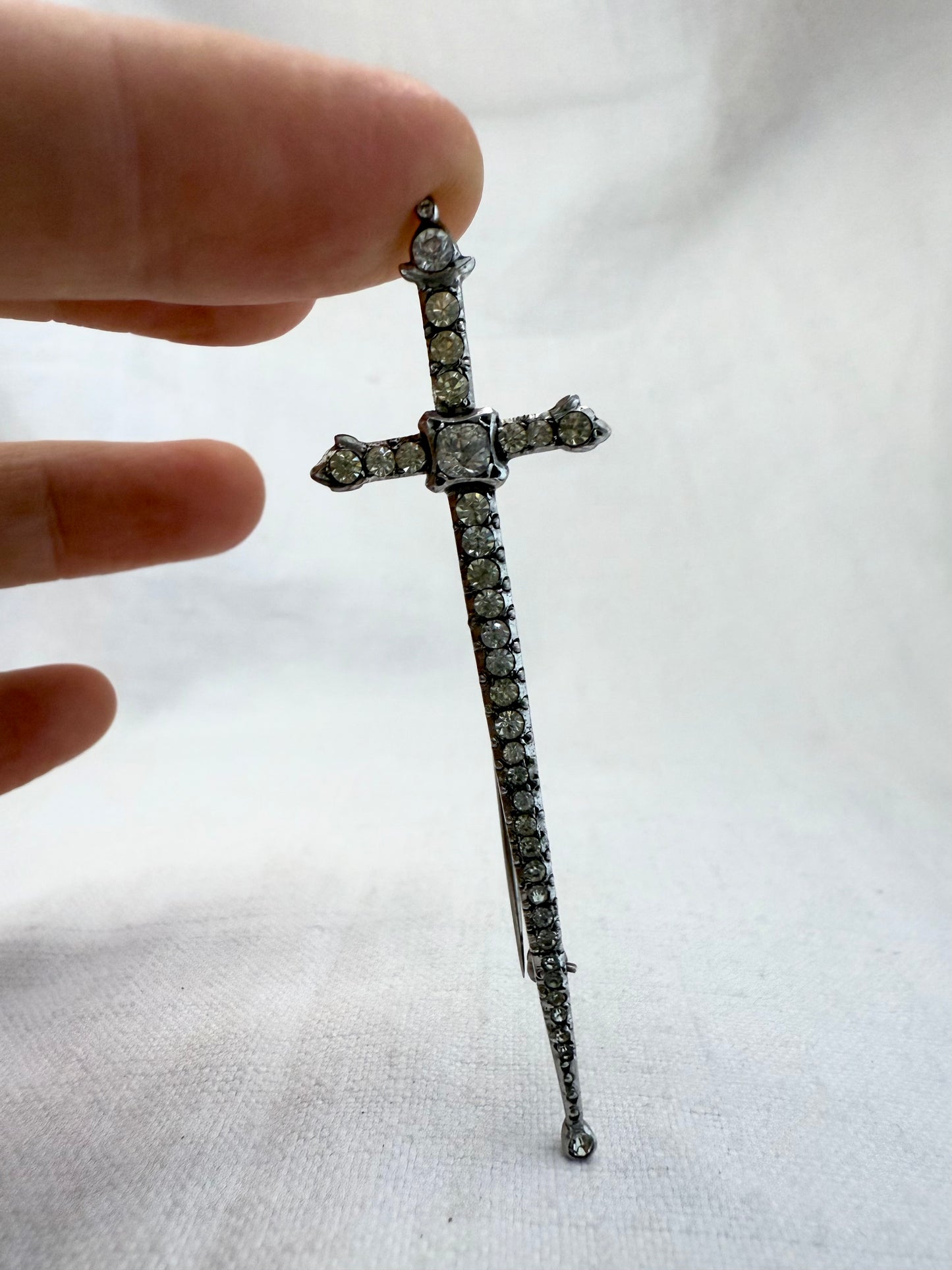 .925 1890s 1900s 1920s Dagger brooch Victorian revival diamond paste highly collectable sterling silver Sword Dagger brooch pin