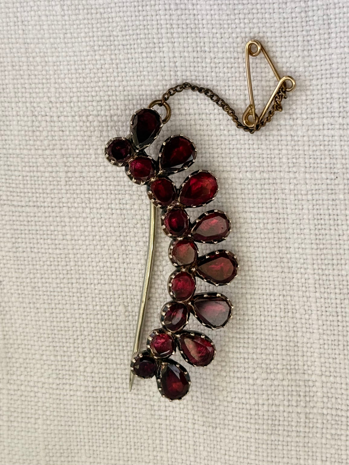 .14ct .1800s antique Georgian flat top Garnet gemstone heirloom gold tiara brooch