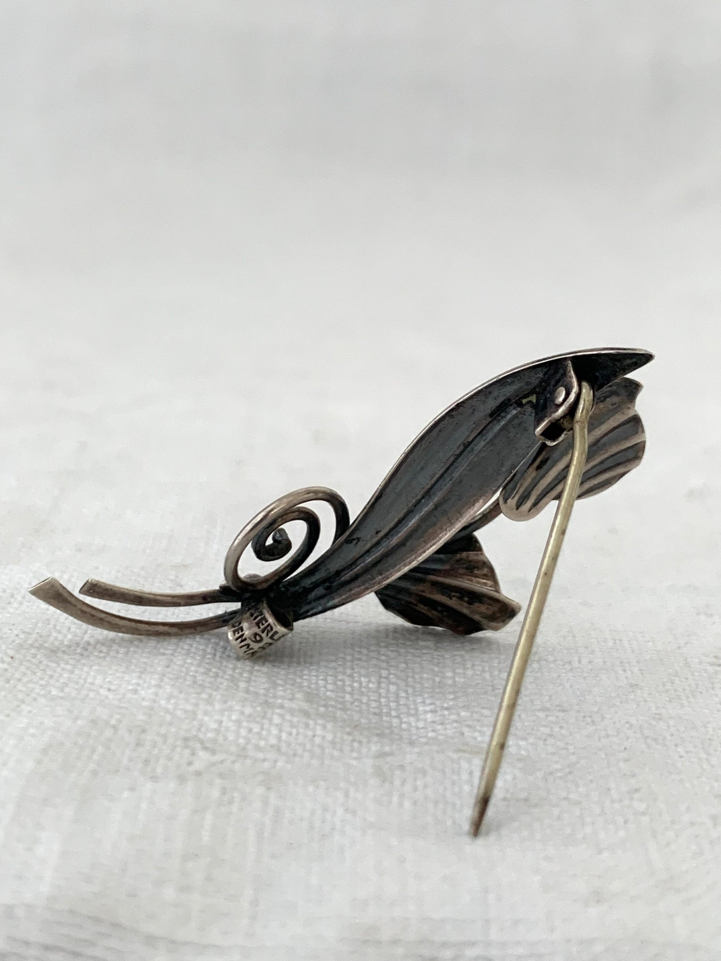 1950s 925 John Lauritzen Danish silver Mid Century Modern Scandinavian collectors leaf swirl brooch