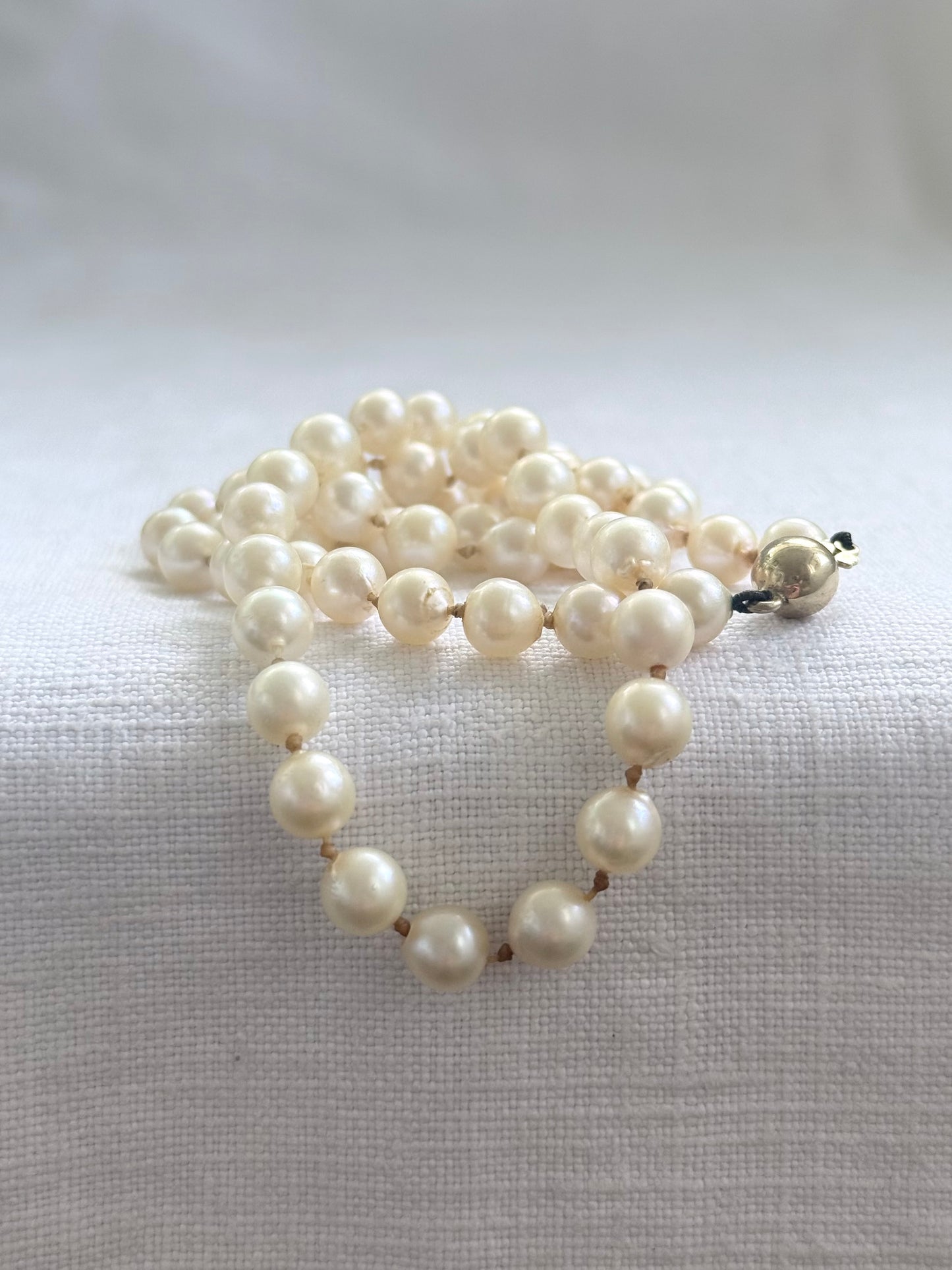 .375 .53cm long .9ct gold heirloom pearlescent pearl string of luxury real pearls necklace